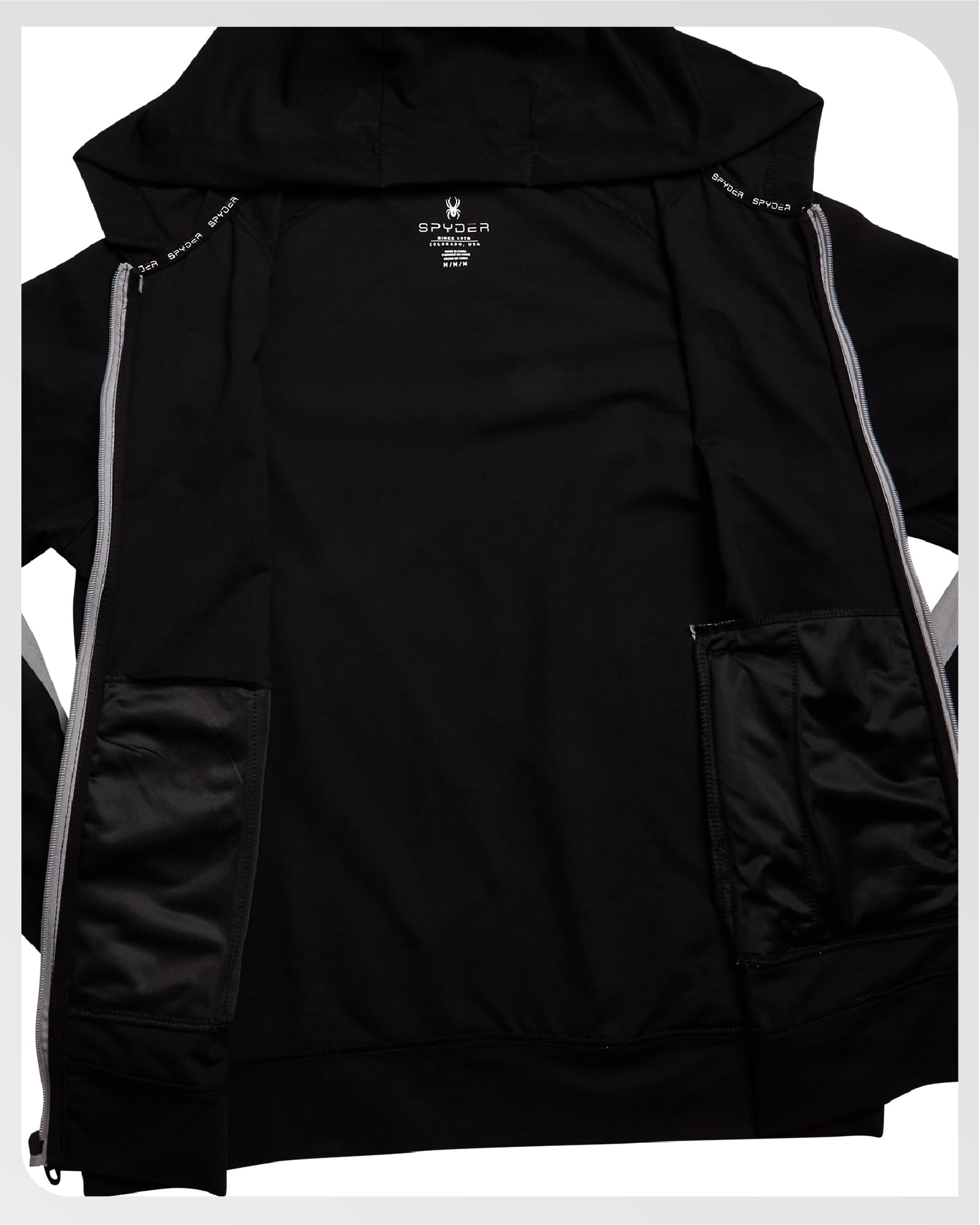 Spyder Active Mens Zip Up Hoodie - Athletic Tech Double Knit Full Zip Up Hoodies for Men Workout Gym with Side Pockets (S-XL), Size Large, Black