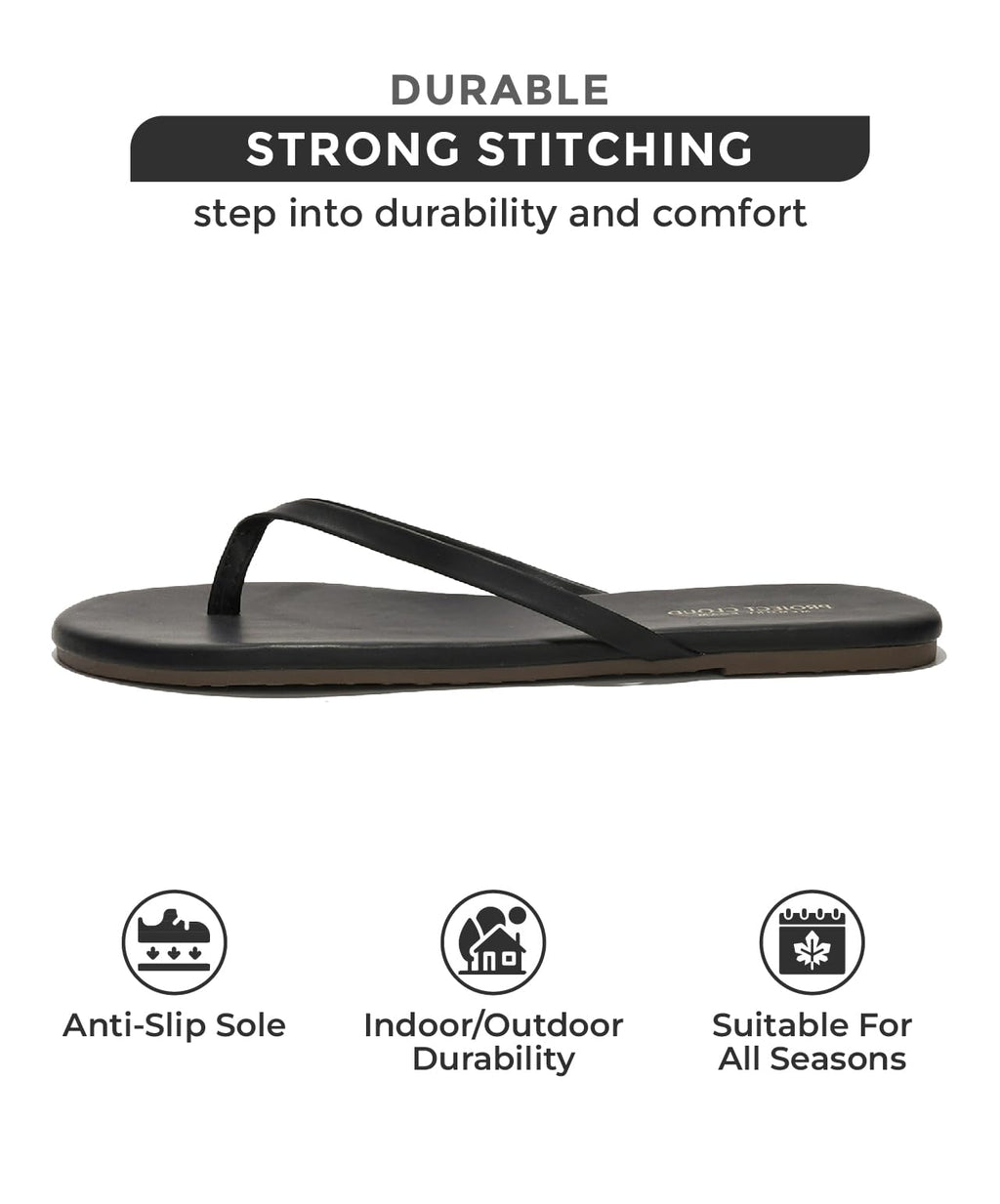 Project Cloud Flip Flops for Women - Memory Foam Flats Summer Sandals for Women 2025 - Vegan Leather Lightweight Womens Sandals Summer Beach Essentials Slides (Foundations, Black, 8)