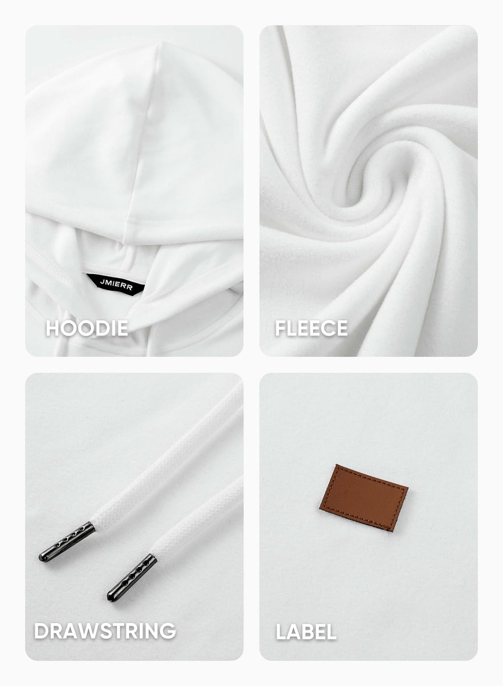 JMIERR Mens Hoodies Muscle Long Sleeve T Shirts Casual Early Fall Fashion Gym Workout Athletic Longline Hooded Sweatshirt Pullover Fleece Jackets, US46(XL), White