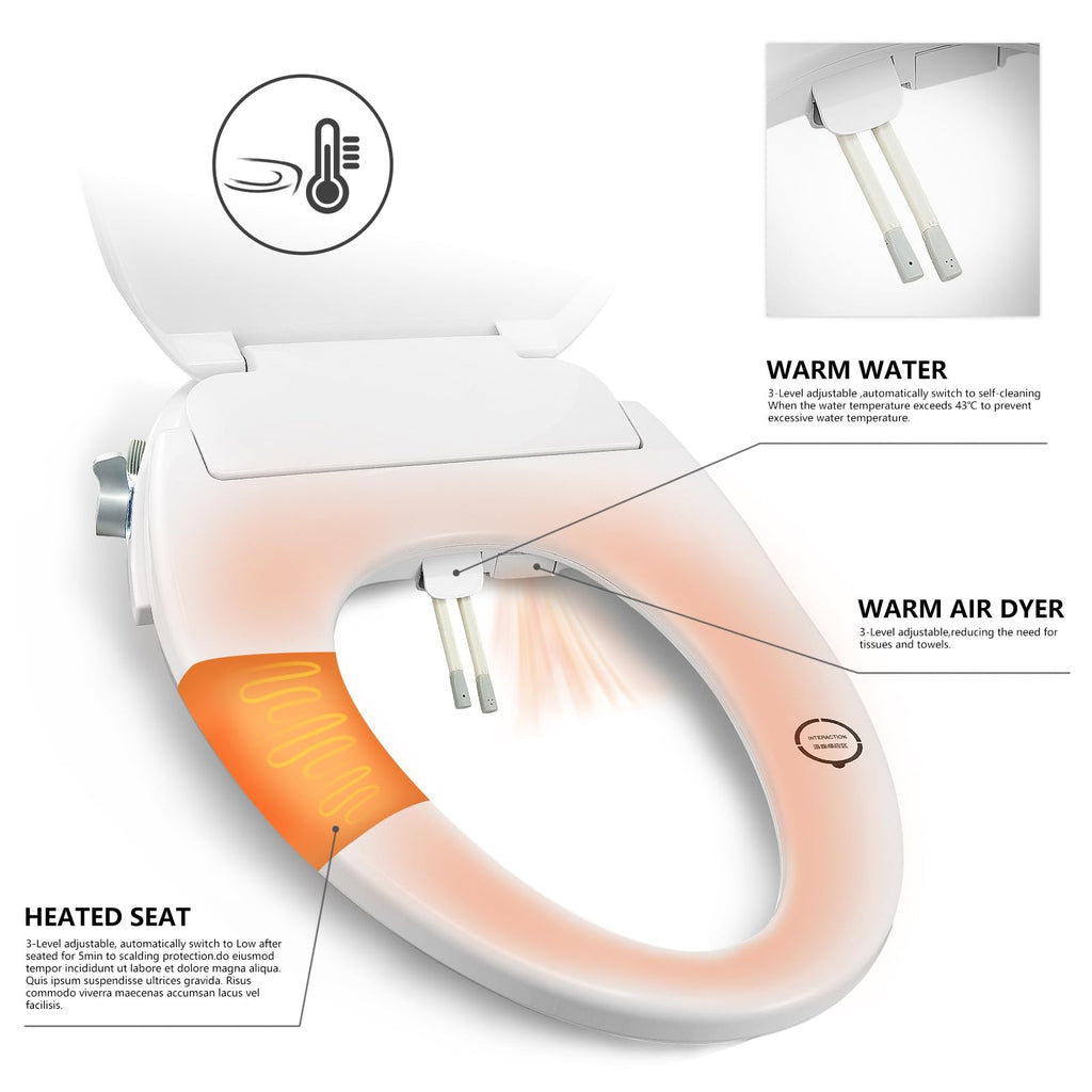UYXMTPY Elongated Electronic Bidet Toilet Seat with Wireless Remote Control,Heated Toilet Seats Smart Bidet, Warm Air Dryer,Temperature Controlled Wash and Soft-close Functions (TE001-116)