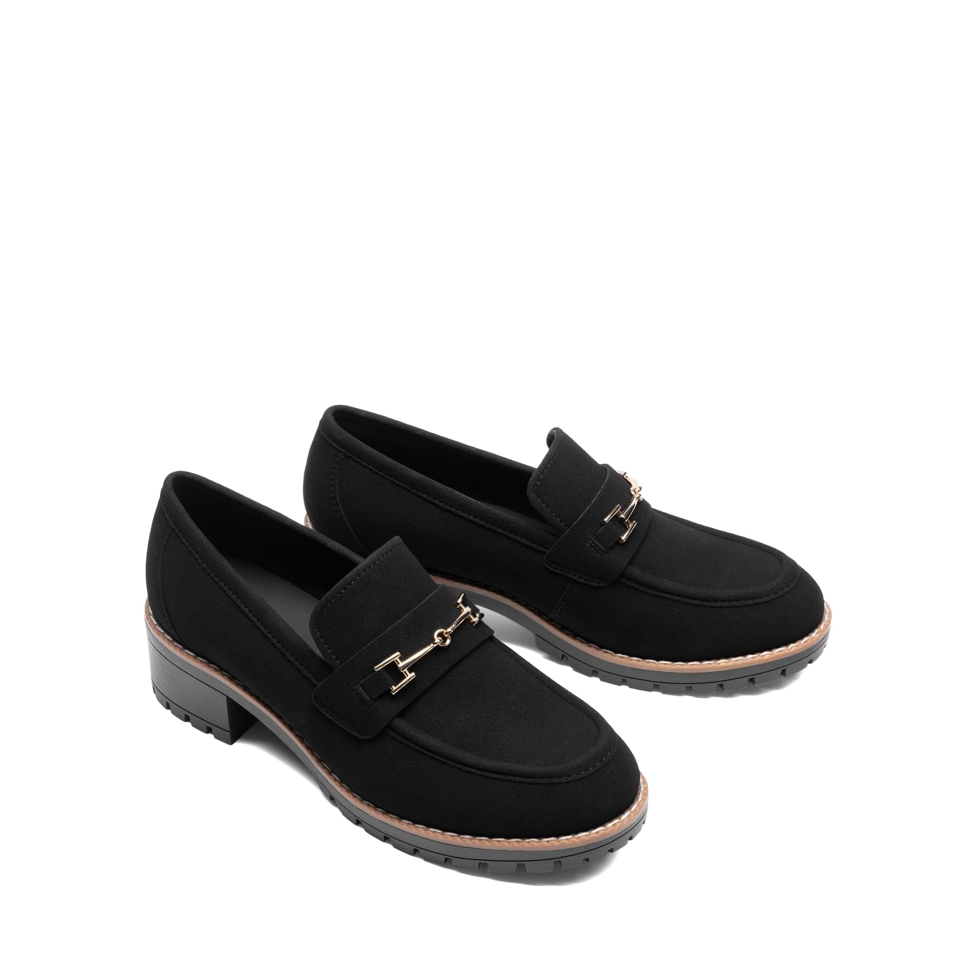 DREAM PAIRS Women's Chunky Loafers, Platform Comfortable Slip-On Dressy Business Casual Shoes,Size 6,All Black,SDLS2410W