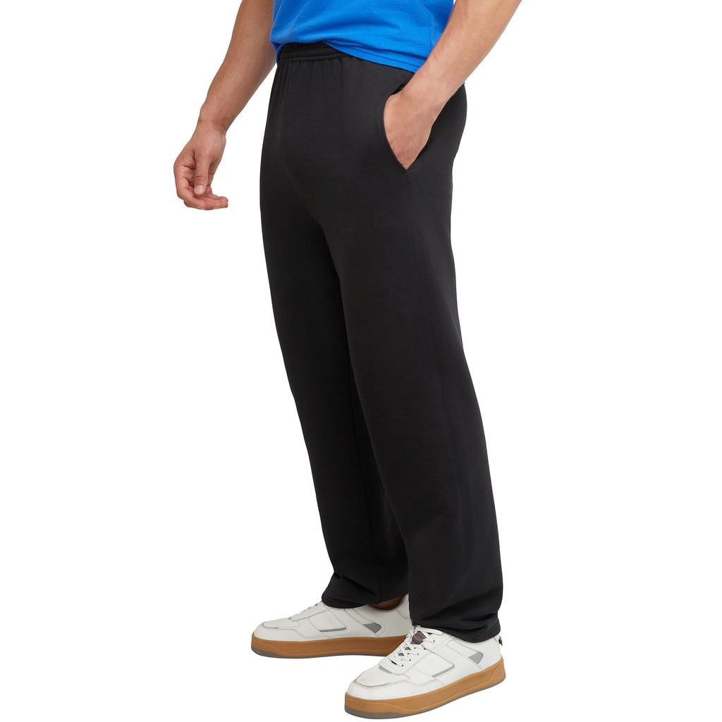 Hanes Men's EcoSmart Open Leg Pant with Pockets, black, XL
