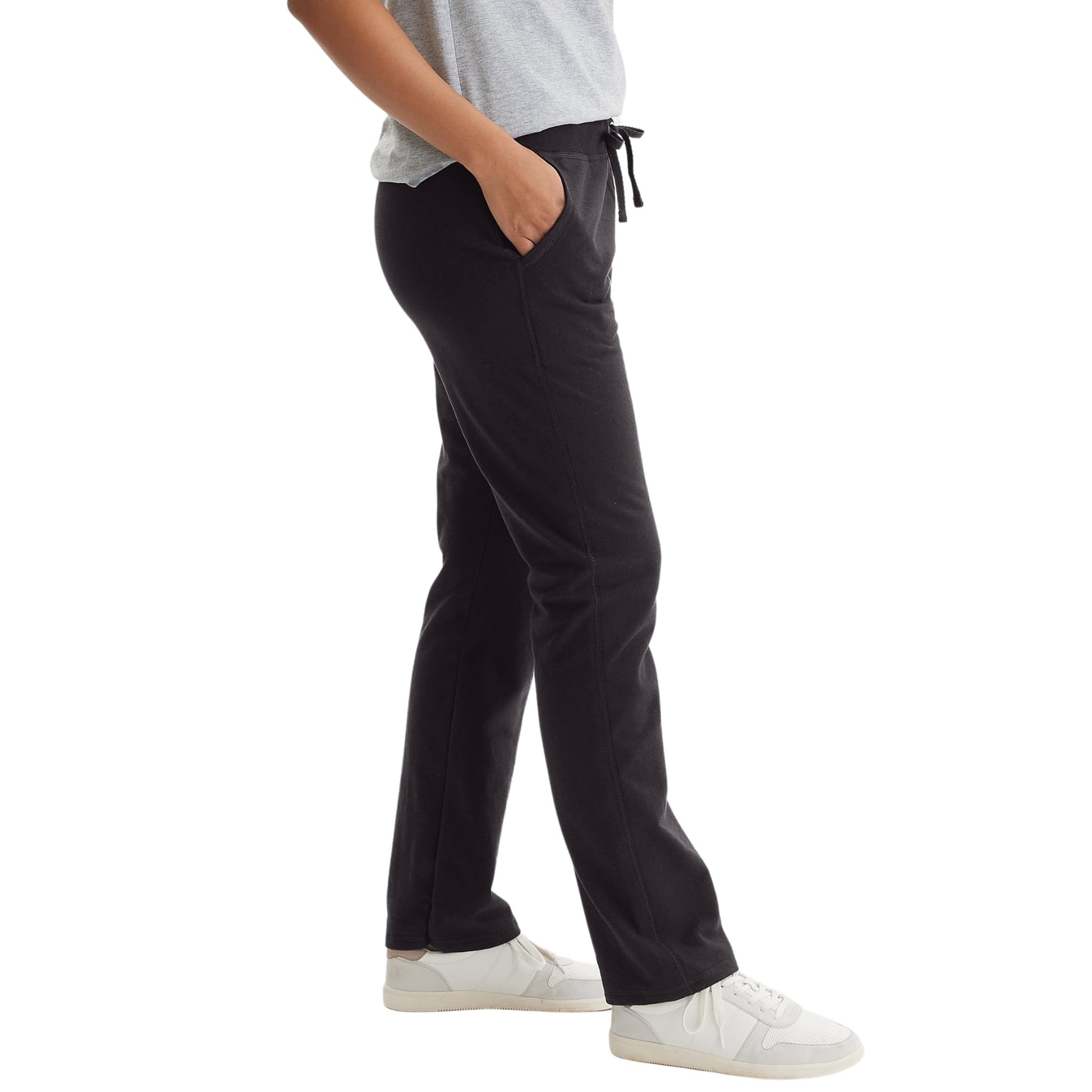 Hanes womens French Terry Pocket pants, Black, X-Large US