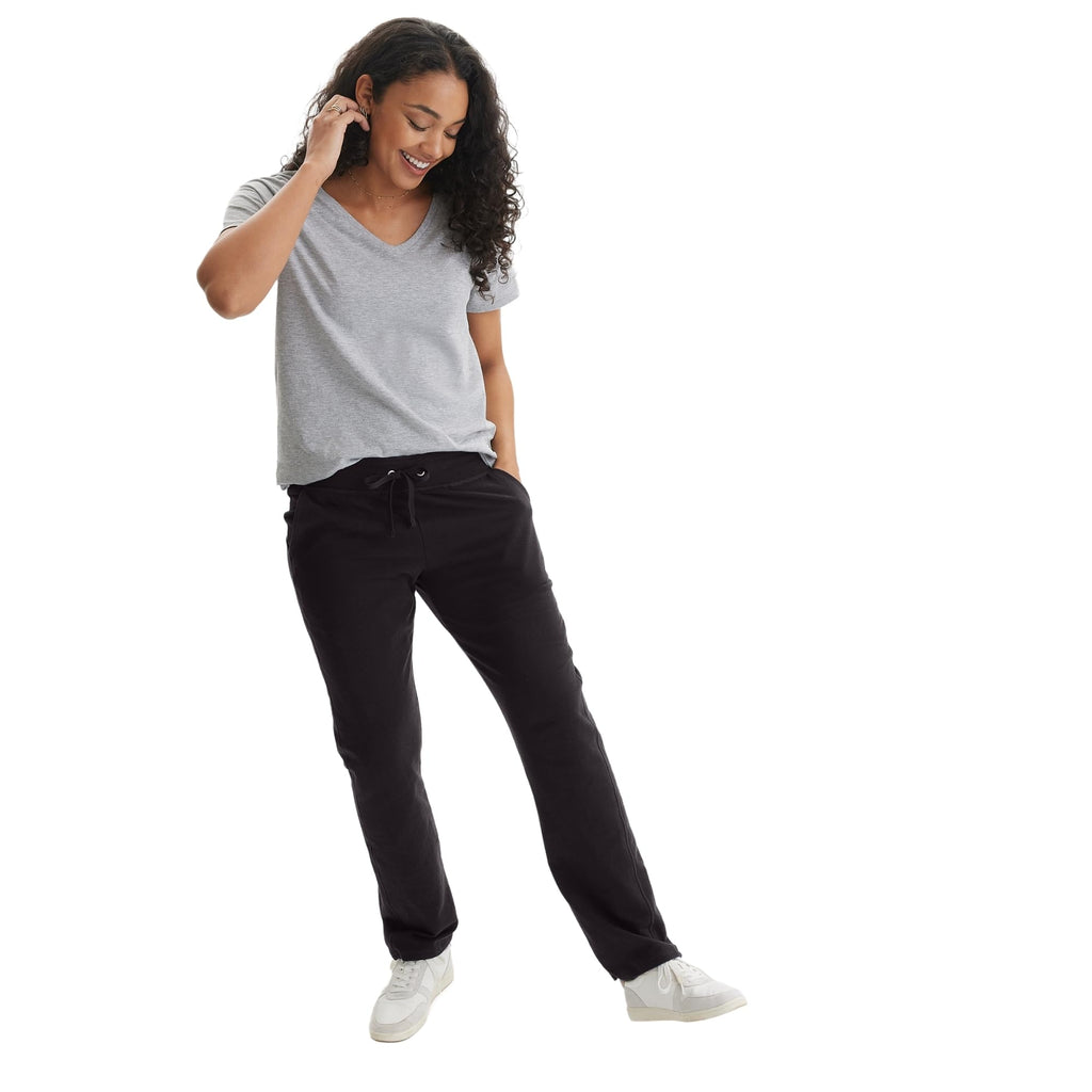 Hanes womens French Terry Pocket pants, Black, X-Large US