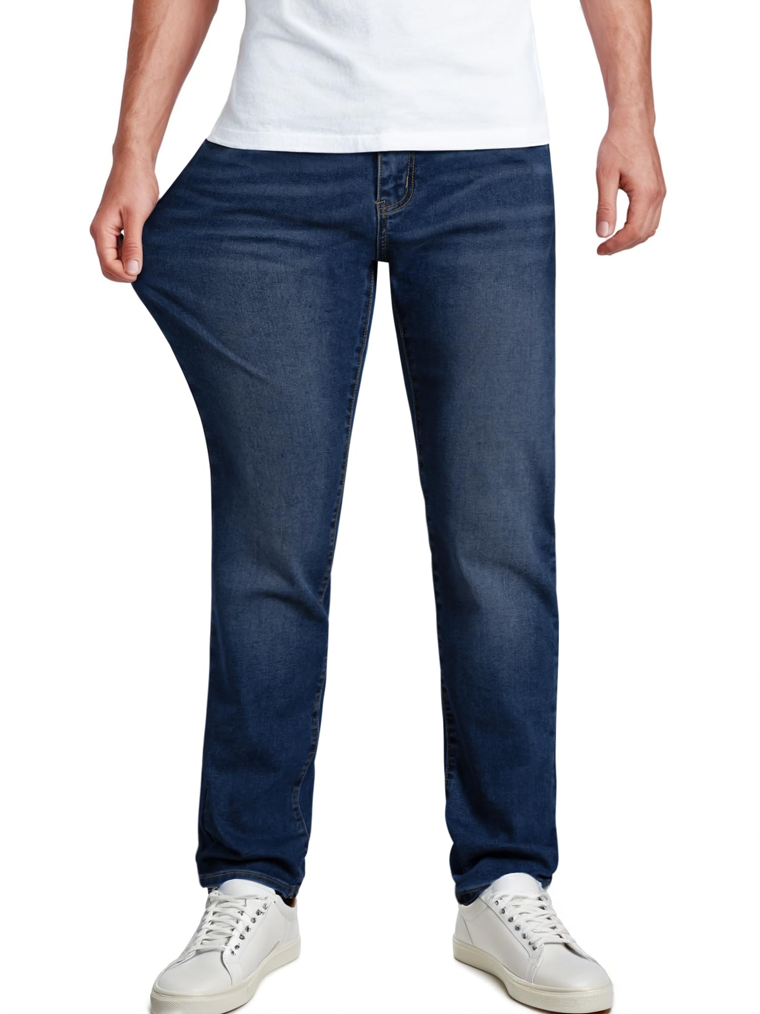 JMIERR Men's Jeans Classic Fit Comfort Flex Jean for Man Stretch Denim Jeans Straight Leg Pants with 5 Pockets, 2XL, Dirty Blue