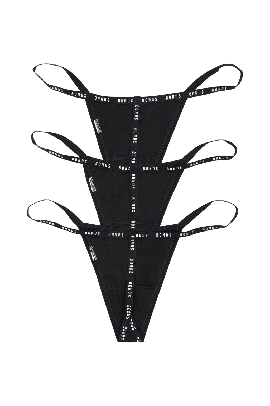 Bonds Women's G-String Icons String Thong Underwear in Cotton-rich Blend For Women, 3-Pack Black