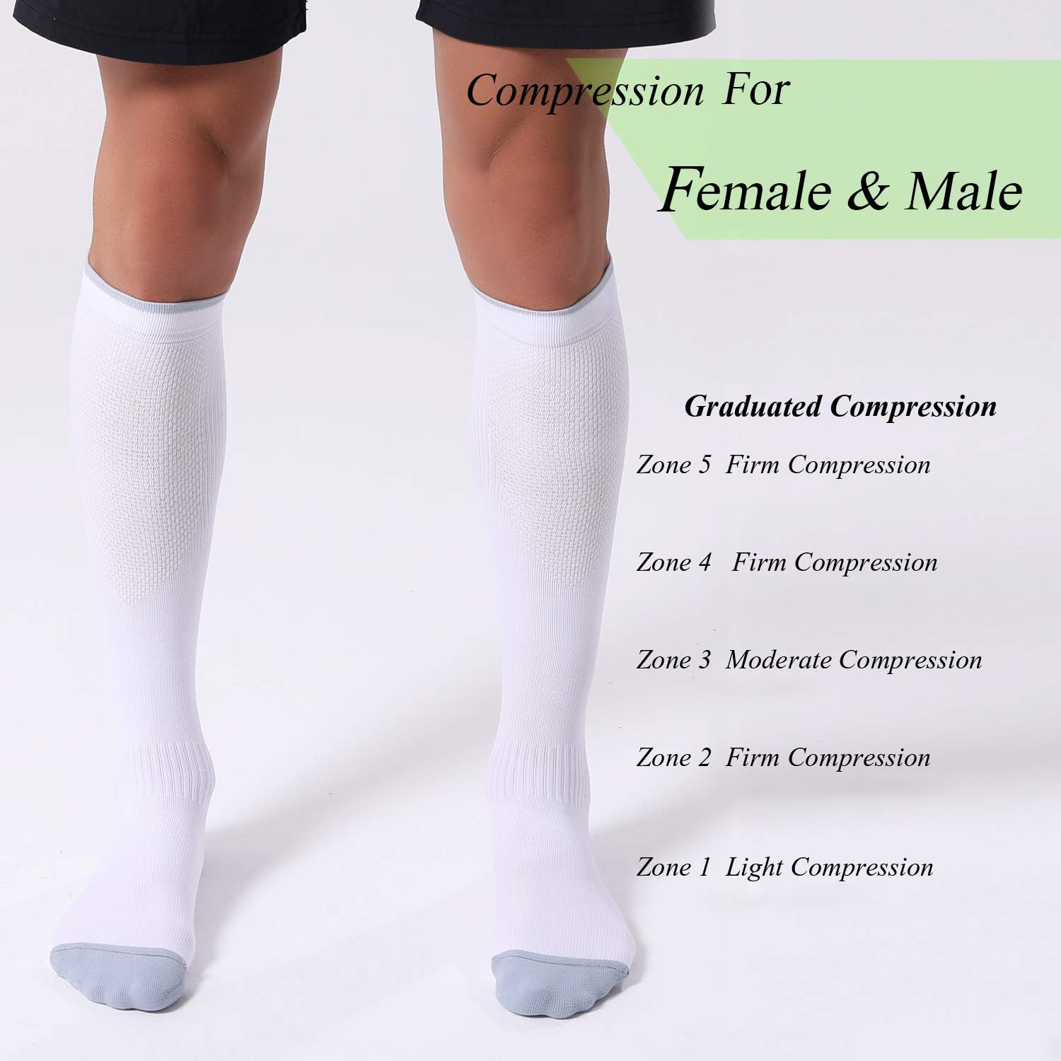 FITRELL 3 Pairs Compression Socks for Women and Men 20-30mmHg- Circulation and Muscle Support Socks for Travel, Running, Nurse, Knee High, Medical Black+White+Grey Small-Medium
