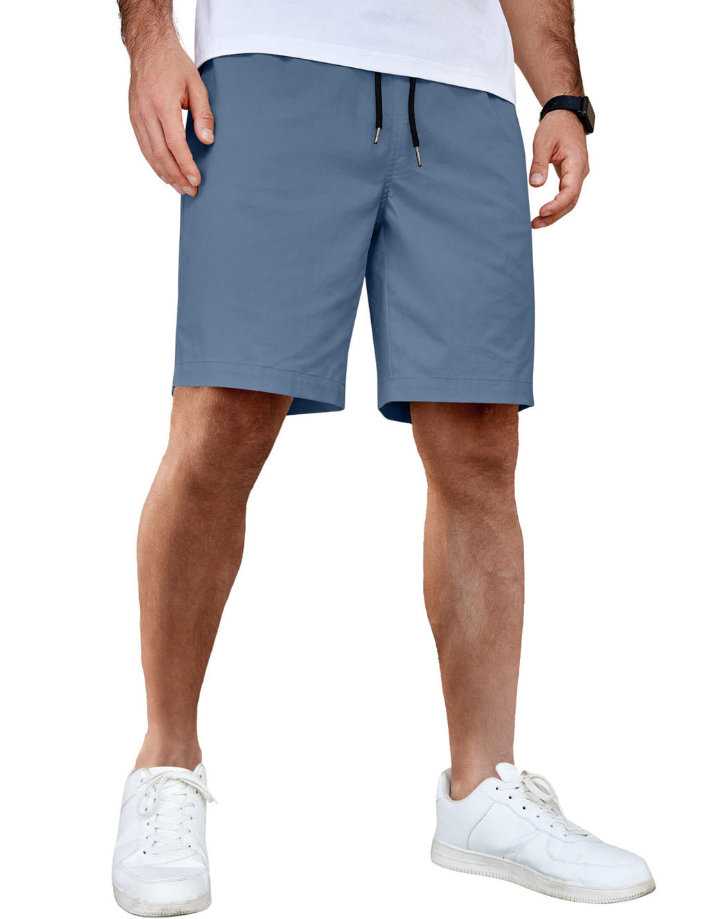 COOFANDY Men's Summer Beach Shorts Lightweight Elastic Waist Drawstring Golf Shorts Denim Blue