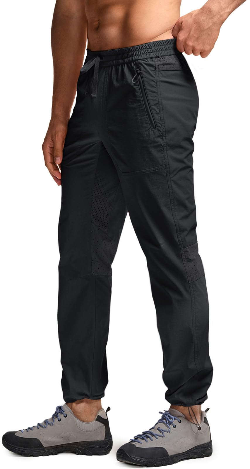 CQR Men's Lightweight Vent Hiking Pants, Water-Resistant & Breathable Sports Outdoor Athletic Pants with Elastic Waist, Ascend Crux Black, 36W x 32L