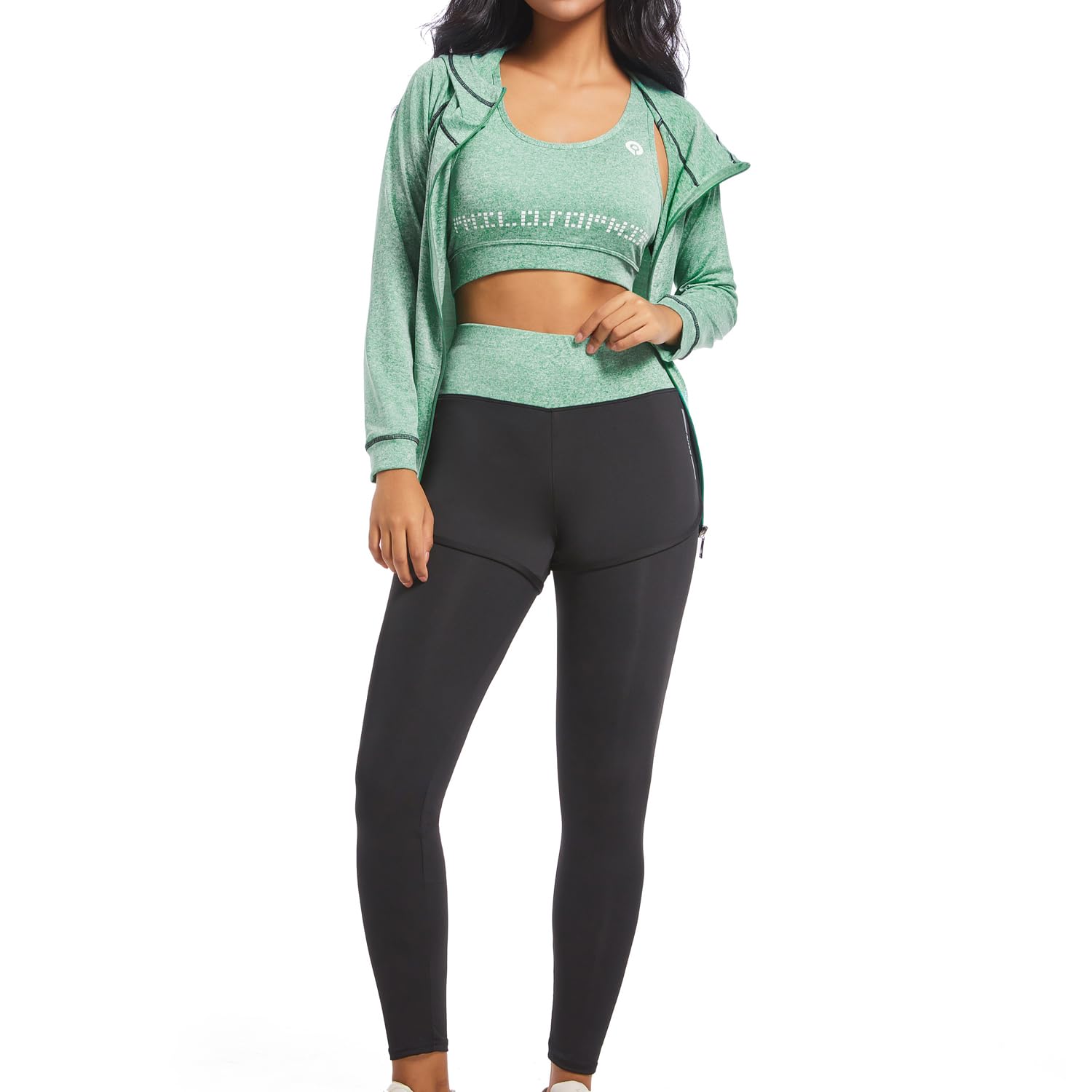 XPINYT Workout Sets for Women Clothes Tracksuit Sport Yoga Fitness Gym Tennis Exercise Workout Clothes Athletic Activewear Sets (Green 03, XL)