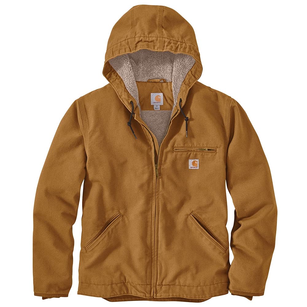 Carhartt Men's Relaxed Fit Washed Duck Sherpa-Lined Jacket-Carhartt Brown-Large/Tall