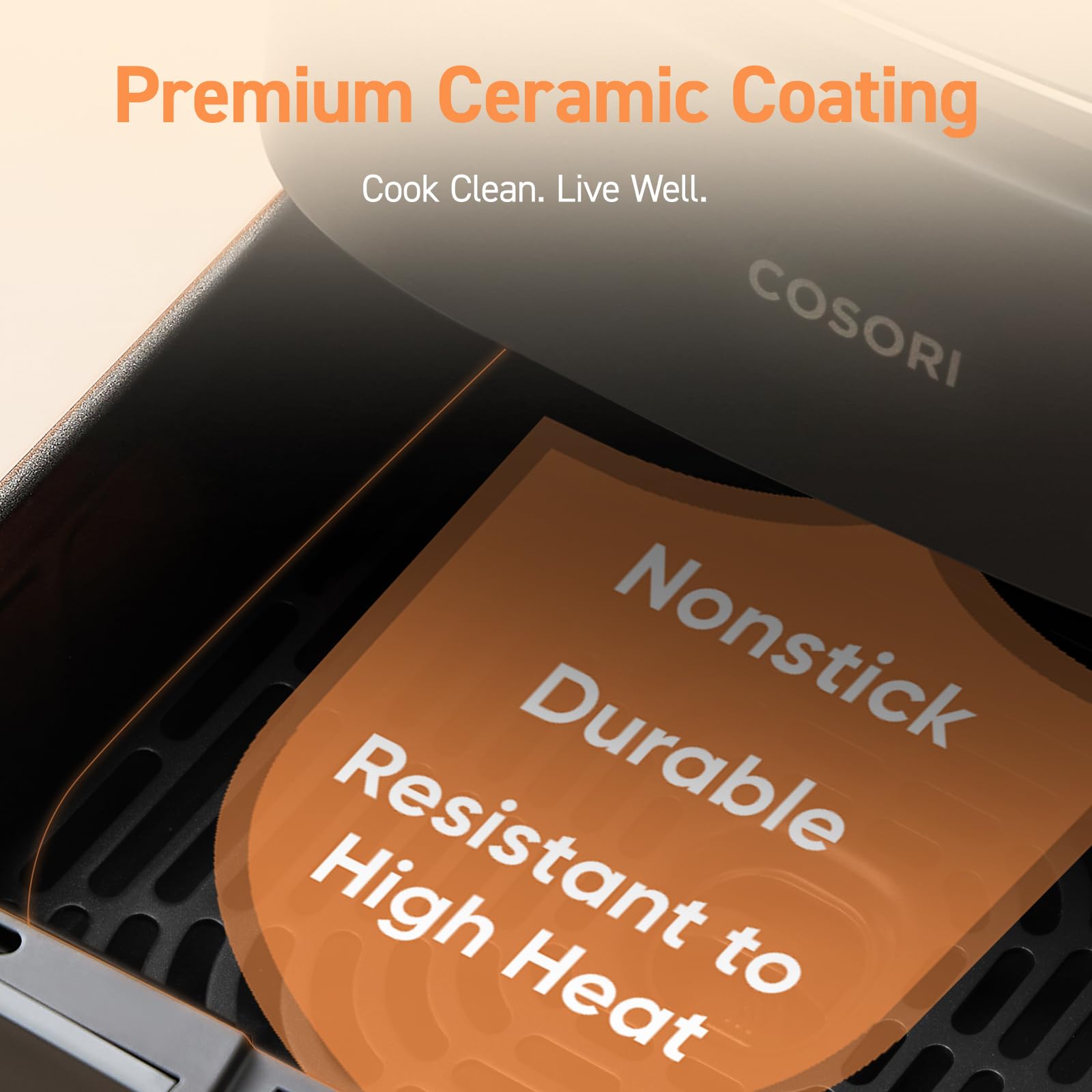 COSORI Air Fryer 9-in-1, Compact & Large 6-Qt, Premium Ceramic Coating, 90–450°F Precise Heat for Even Results, Up to 95% Less Oil*, Roast, Bake, Dry, Reheat, Frozen, Broil, Proof, 120V, TurboBlaze