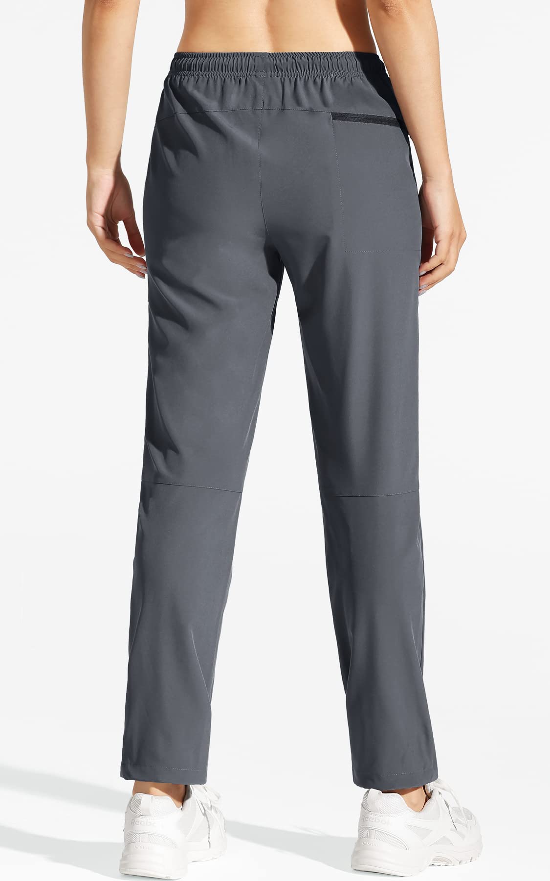 MOCOLY Women's Cargo Hiking Pants Elastic Waist Quick Dry Lightweight Water Resistant Long Pants Trousers UPF 50+ Grey XL