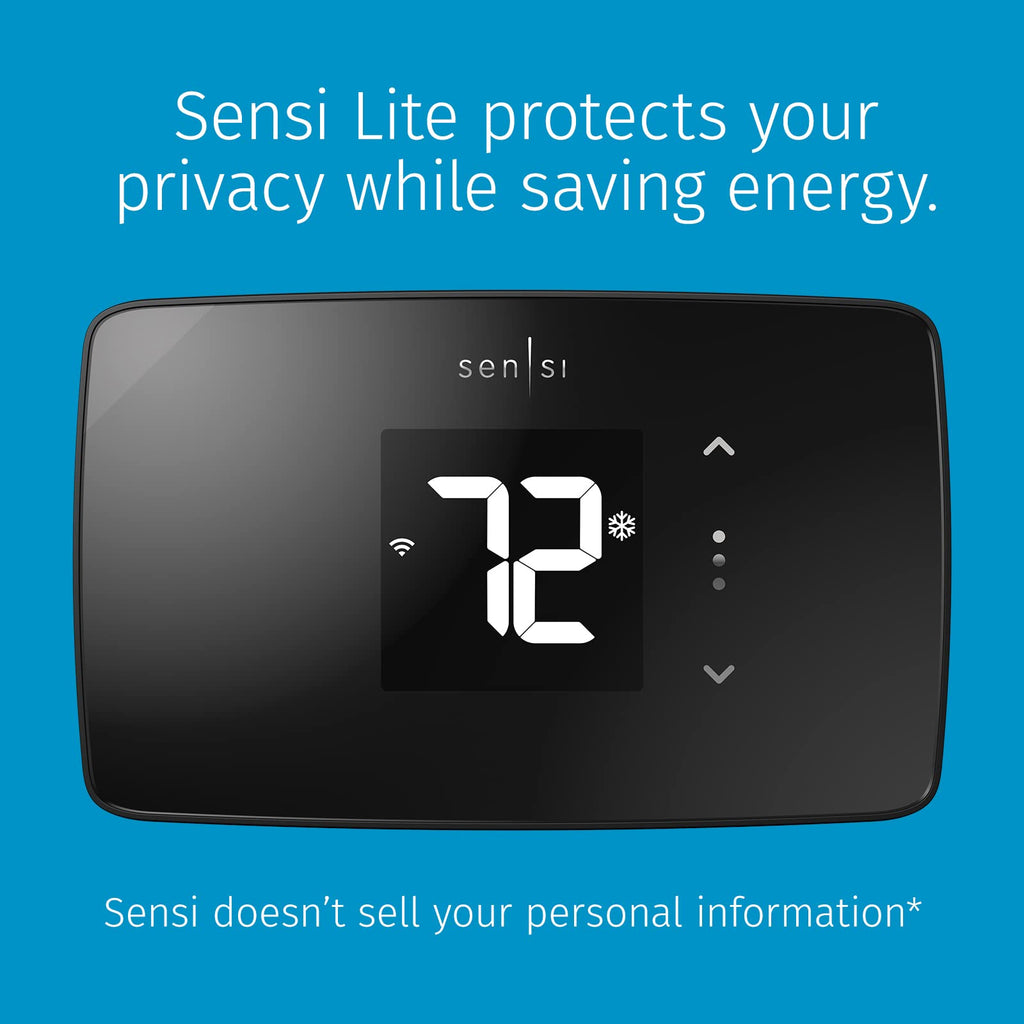 Sensi Lite Smart Thermostat, Data Privacy, Programmable, Wi-Fi, Easy DIY, Works With Alexa, Energy Star Certified, ST25, Most Systems C-Wire Not Required, Except On Heat/Cool Only and Heat Pump System