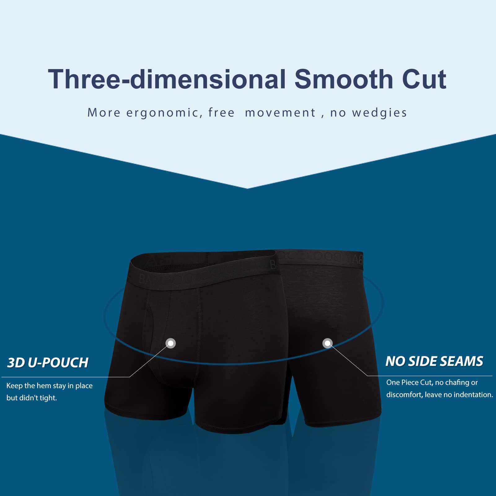 BAMBOO COOL Men's Underwear Boxer Briefs Soft Breathable Performance Underwear for Men 4 Pack (L)