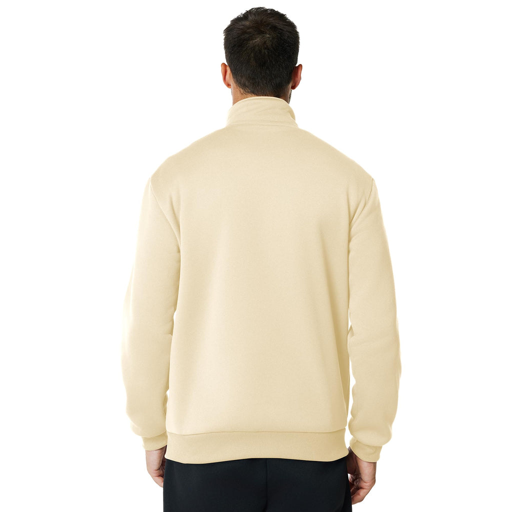 Men's Fleece Full Zip Up Sweatshirt Casual Lightweight Long Sleeve Mock Neck Jackets with Pocket(M,Khaki)