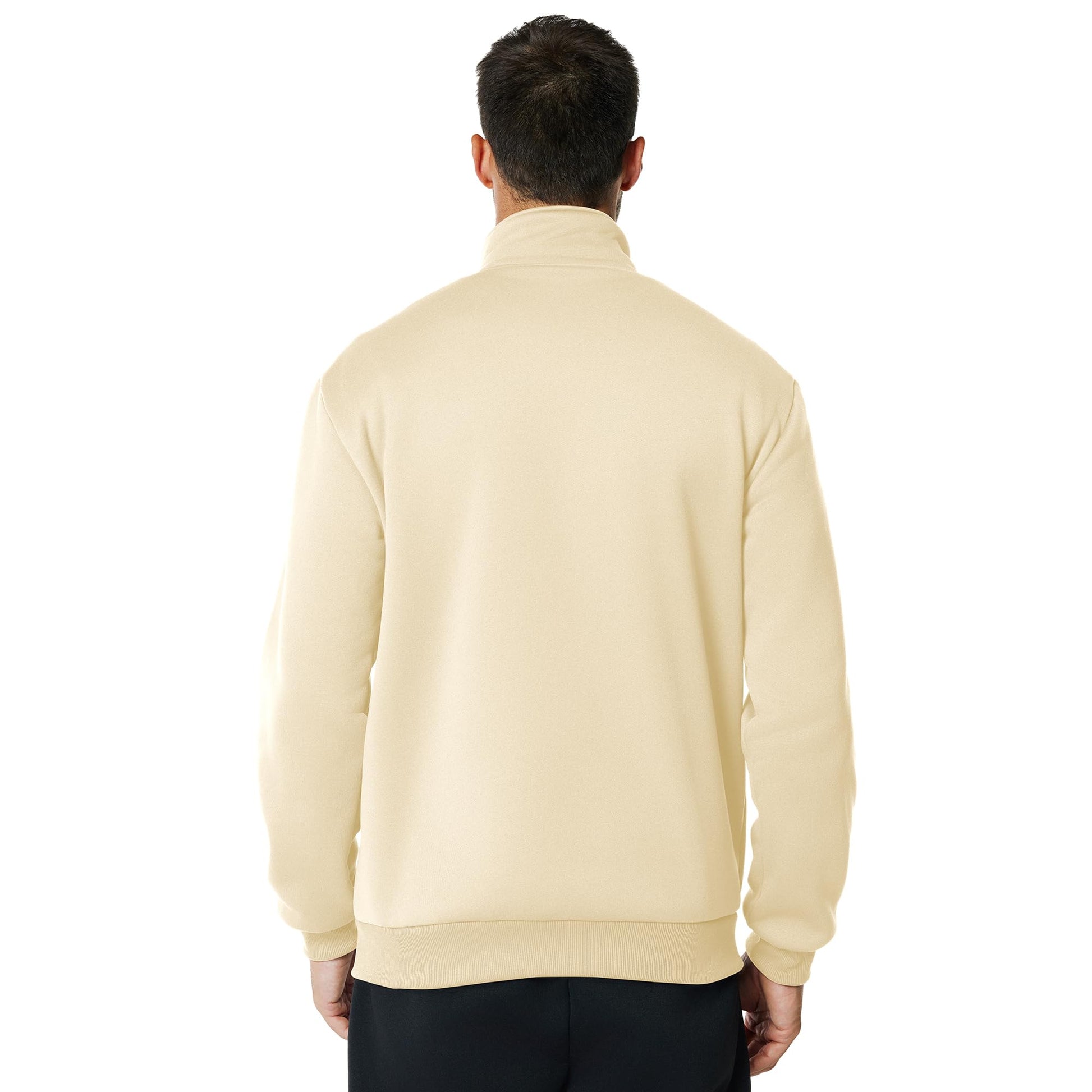 Men's Fleece Full Zip Up Sweatshirt Casual Lightweight Long Sleeve Mock Neck Jackets with Pocket(M,Khaki)