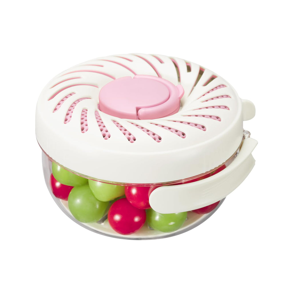 Portable Berry Basket with Strainer and Lid, Collapsible Handle Berry Containers for Fridge, Small Fruit Bowl for Berries, Grapes, Cherries, Rice Washer and Strainer 6.1inch (Pink)