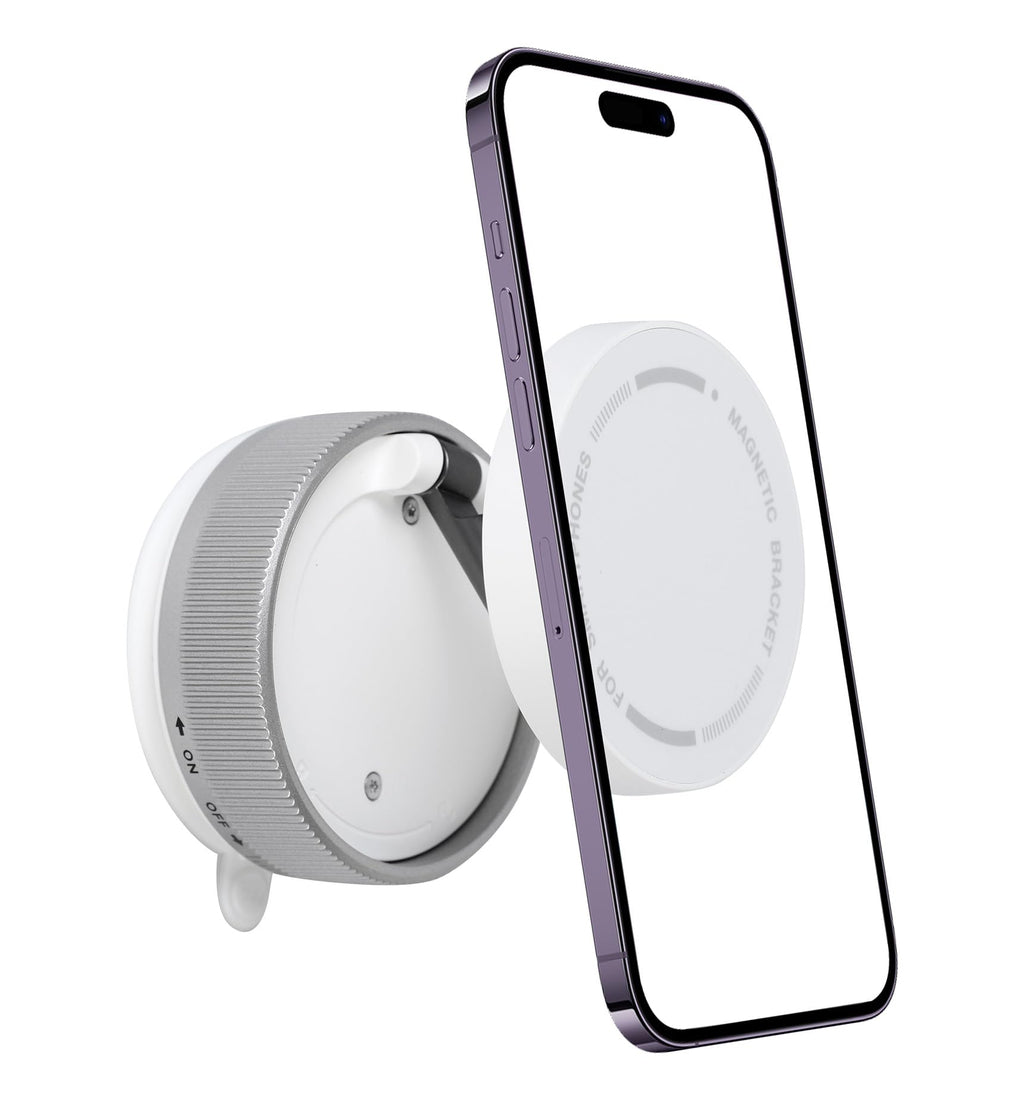 CornrStr 360° Vacuum Magnetic Phone Holder Compatible w/Magsafe- Foldable Hands-Free Mount for Dashboard/Shower/Mirror/Car/Travel/Gym/, Portable, Reusable Instant Suction, Fits iPhone & Android