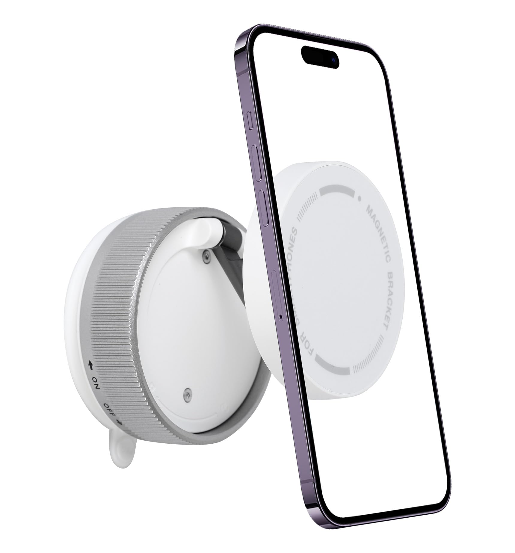 CornrStr 360° Vacuum Magnetic Phone Holder Compatible w/Magsafe- Foldable Hands-Free Mount for Dashboard/Shower/Mirror/Car/Travel/Gym/, Portable, Reusable Instant Suction, Fits iPhone & Android