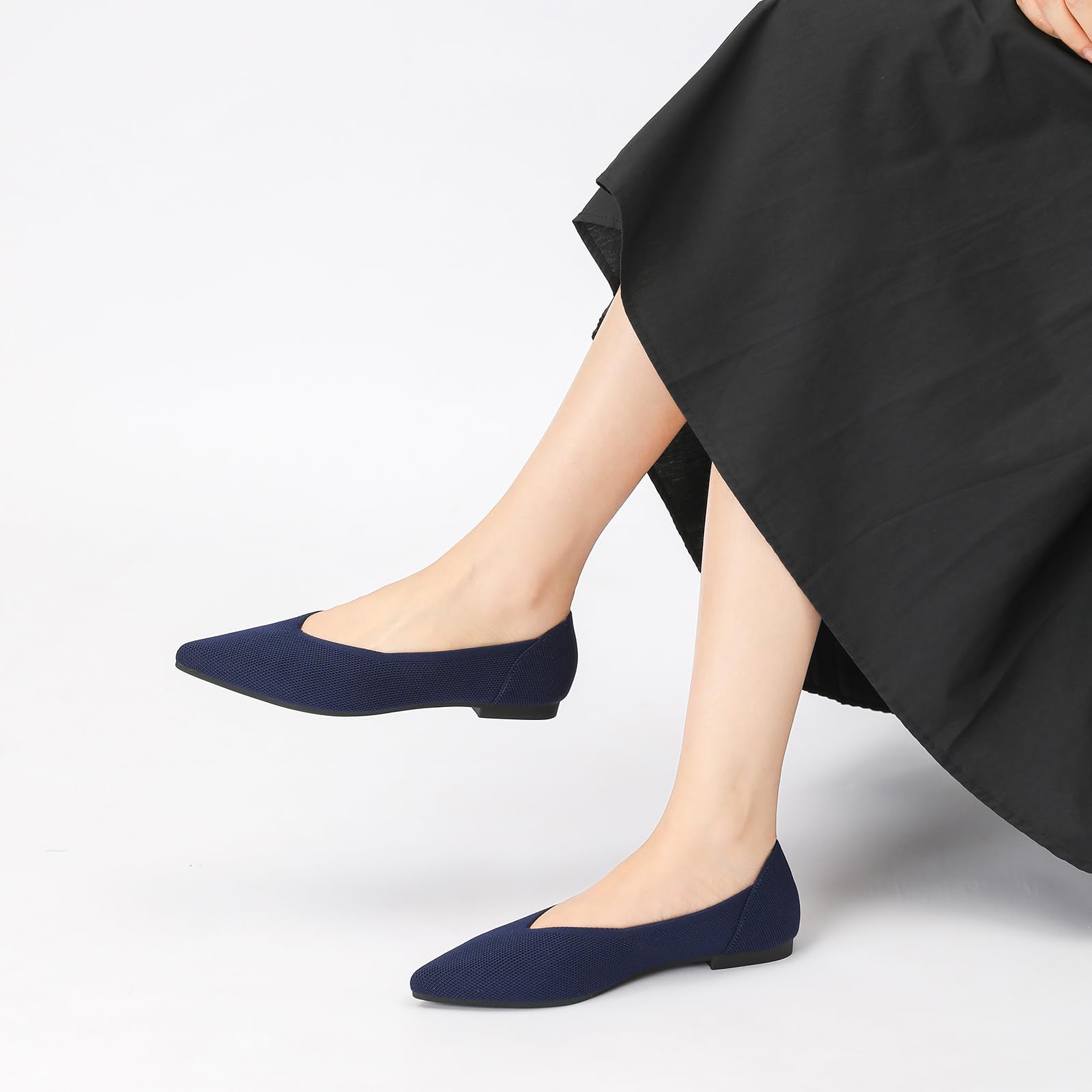 Semwiss Women's Ballet Flats Comfortable Casual Dressy Shoes Work Office Shoes Pointed Toe Flats Navy Size 6