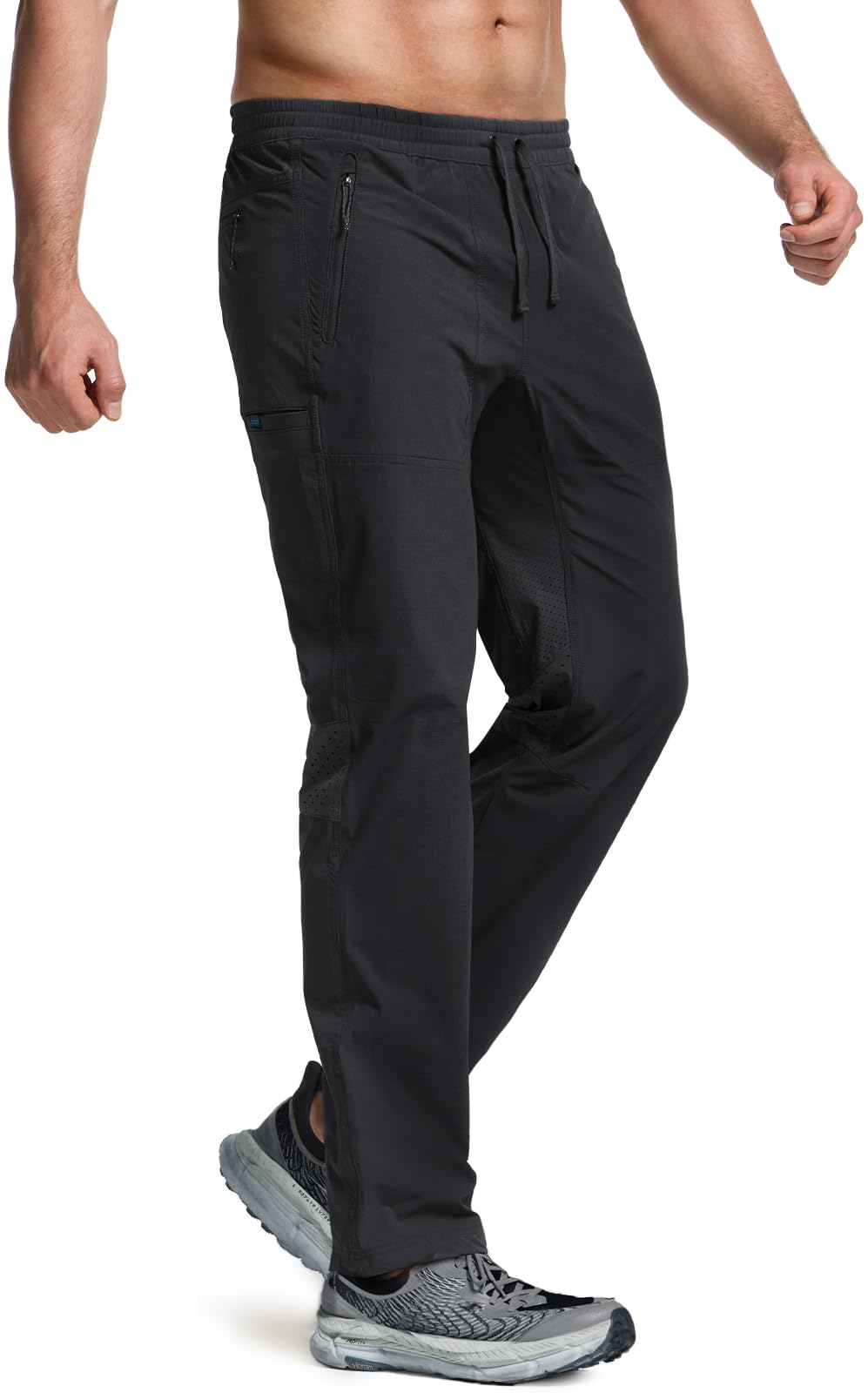 CQR Men's Lightweight Vent Hiking Pants, Water-Resistant & Breathable Sports Outdoor Athletic Pants with Elastic Waist, Ascend Crux Black, 36W x 32L