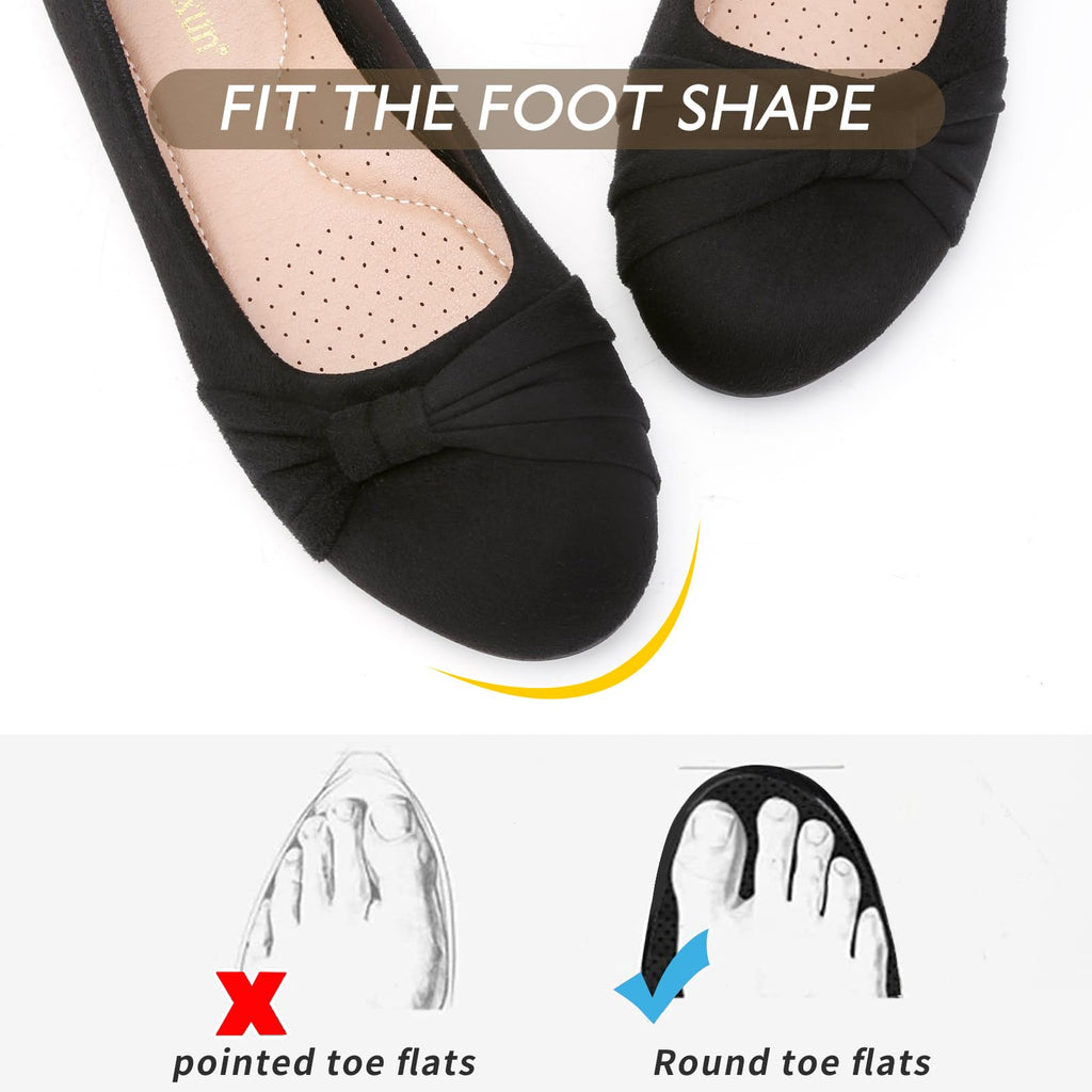 MaxMuxun Women's Black Flats Shoes Faux Suede Round Toe Ballet Dressy Flats Comfortable Slip On Walking Shoes Size 9