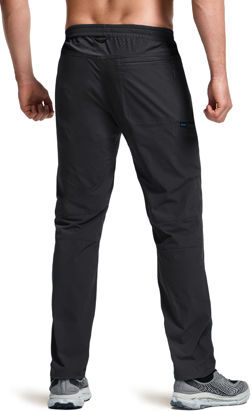 CQR Men's Lightweight Vent Hiking Pants, Water-Resistant & Breathable Sports Outdoor Athletic Pants with Elastic Waist, Ascend Crux Black, 36W x 32L