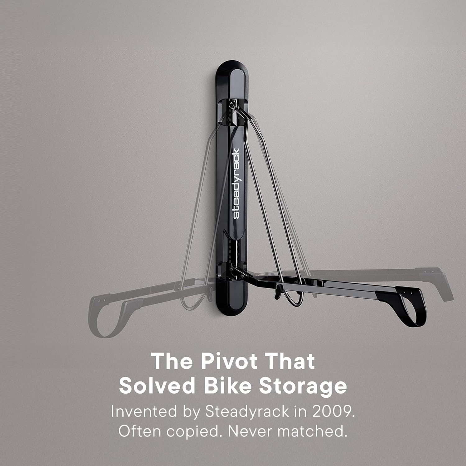 Steadyrack ProFlex Narrow Bike Rack - Vertical Wall Mount Bike Storage for Home - Roll-In Roll-Out System - Space-Saving Pivot - Fits Road, BMX, Gravel, Fender and More - Includes GearMate SteadySpine