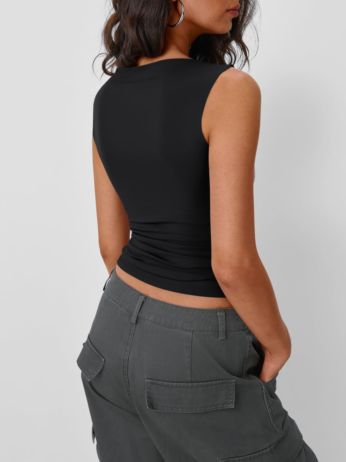 Trendy Queen Women Going Out Casual Tank Tops Spring Summer Basic Cute 2024 Sleeveless Shirt Y2K Fashion Outfit Clothes Black S