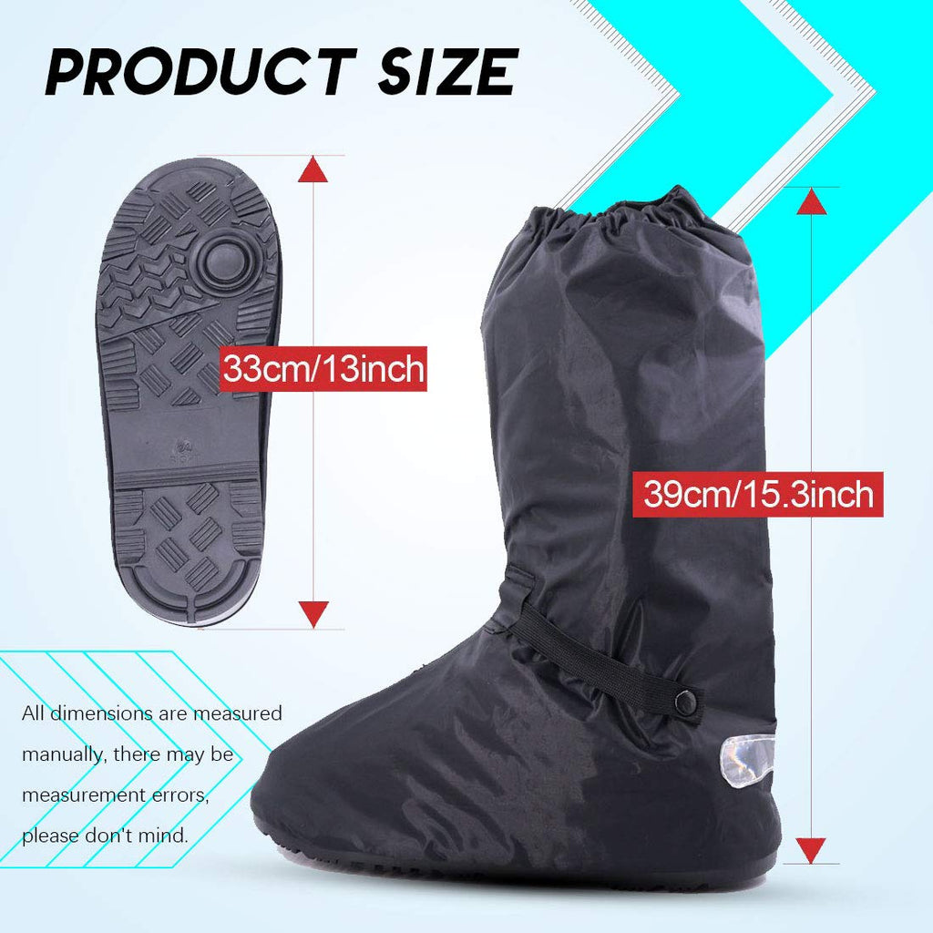 Hilitchi Black Men Waterproof Rainstorm Rainy Day Rain Suit Raingear Motorcycle Outdoor Protective Gear Rain Boot Shoe Cover Zipper US 10 11 Euro 44 45 Black