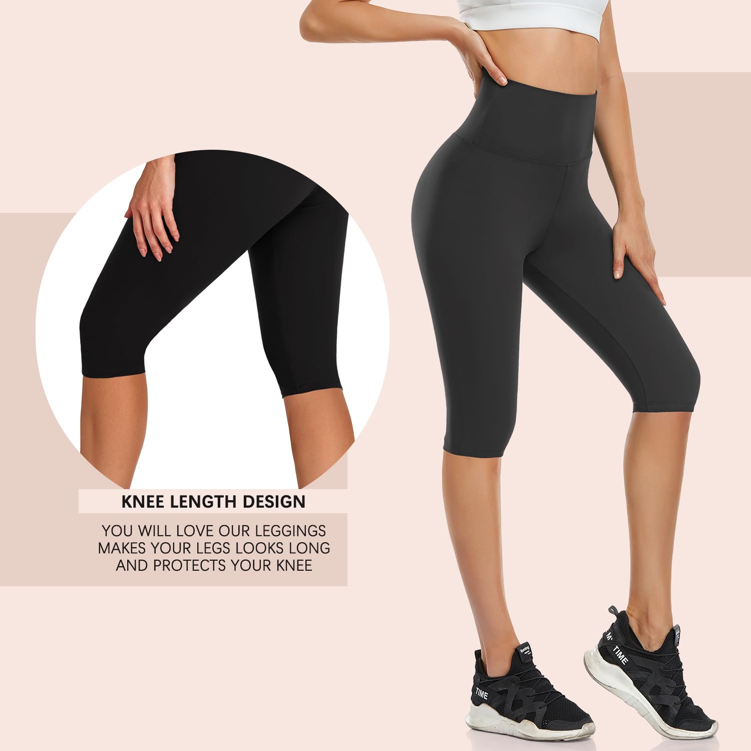 3 Pack High Waisted Leggings for Women - No See-Through Tummy Control Soft Yoga Pants for Running Workout Black/Grey/Navy