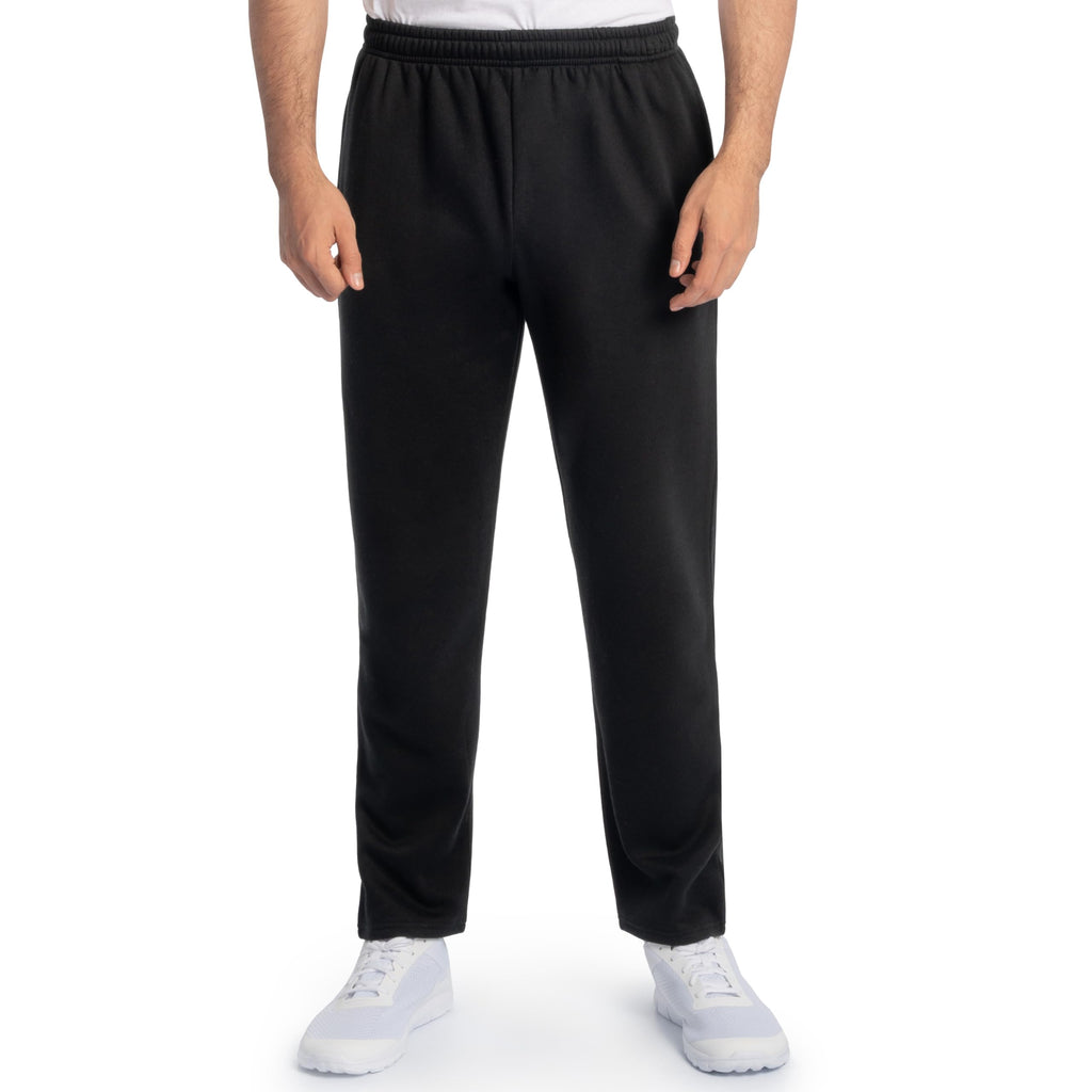 Fruit of the Loom Men's Eversoft Fleece Open Bottom Sweatpants with Pockets, Relaxed Fit, Moisture Wicking, Breathable, Black