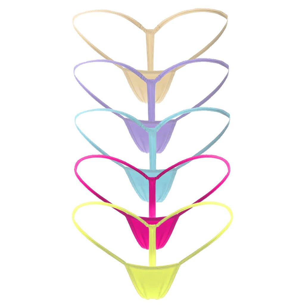 Mbotnee Women's G-Strings Micro Thongs Tiny Panties Underwear (US, Alpha, X-Large, Regular, Regular, 5-packs Multicolors 2)