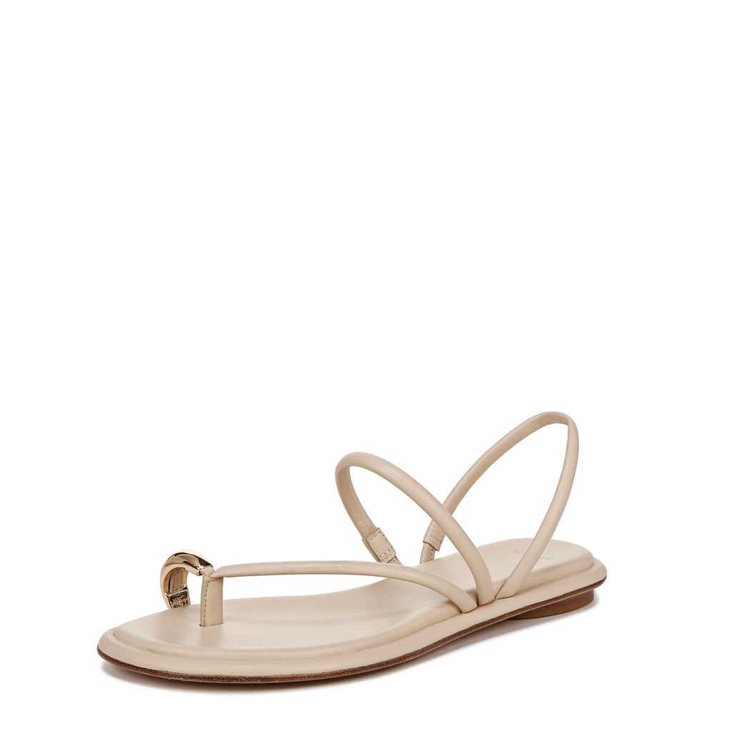 Vince Women's Lucila Flat Strappy Sandal Birch Sand Beige Leather 6.5 M