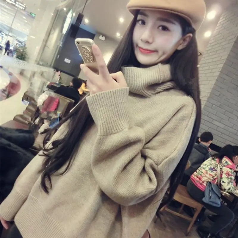 Women's Chunky Knit Cashmere Sweater - Autumn Winter