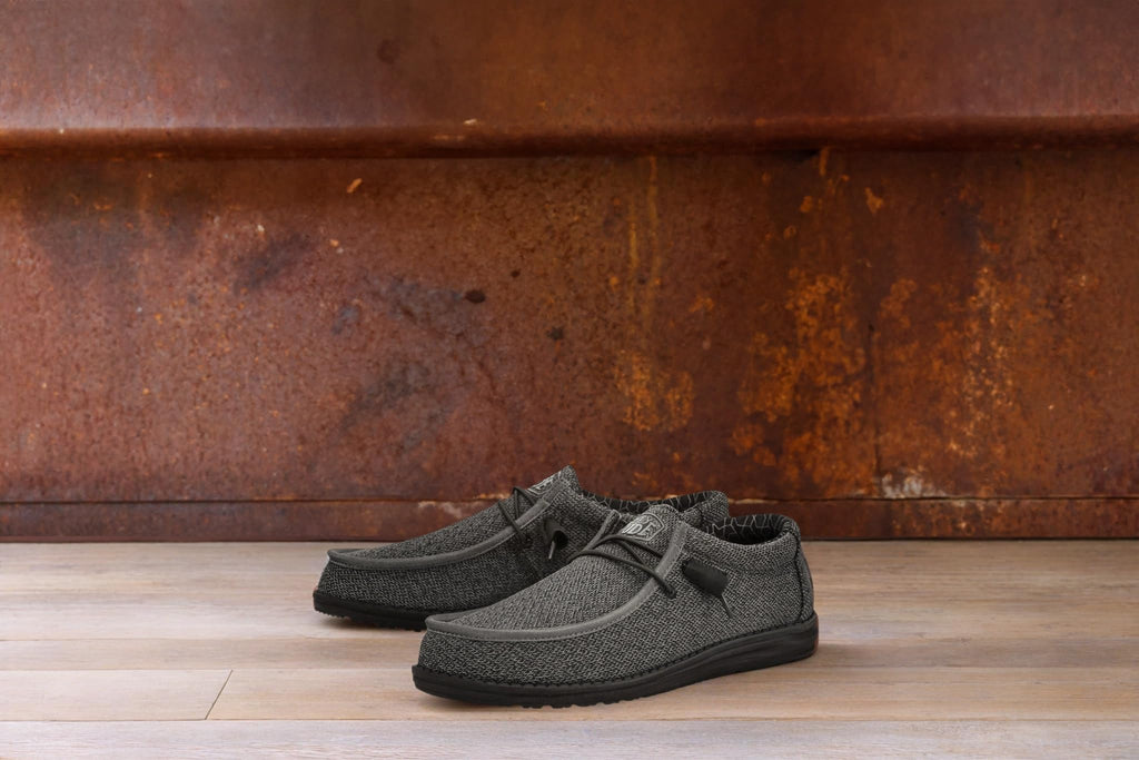 HEYDUDE Men's Wally Sox Micro Total Black Size 12 | Men's Slip On Shoes | Comfortable & Light-Weight