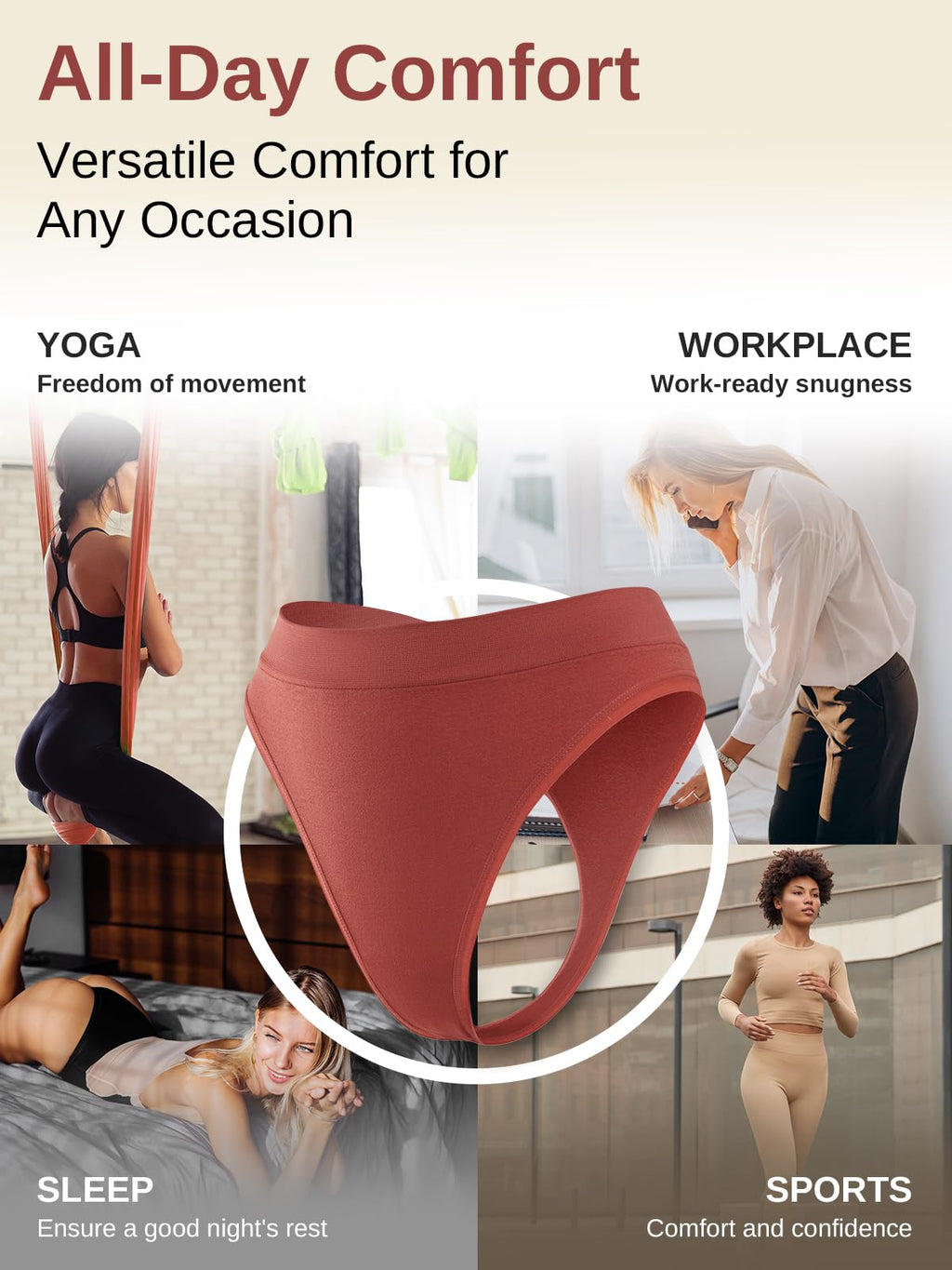 linccure Breathable Seamless Thongs: Comfortable Women's Underwear 5-Pack (US, Alpha, Medium, Regular, Regular, A 5 Colors 5-Pack)