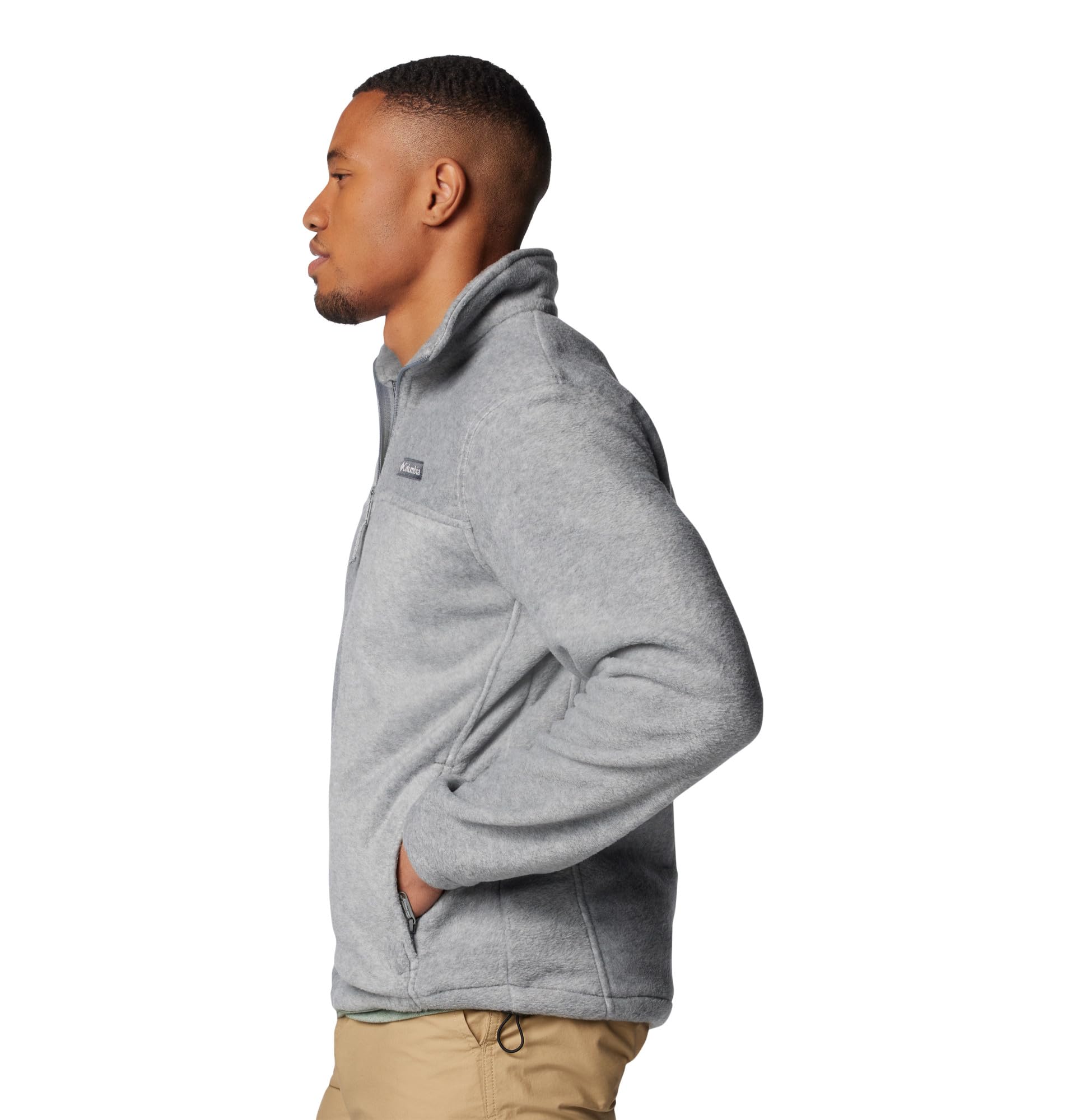 Columbia Men's Steens Mountain 2.0 Full Zip Fleece Jacket, Light Grey Heather, Large