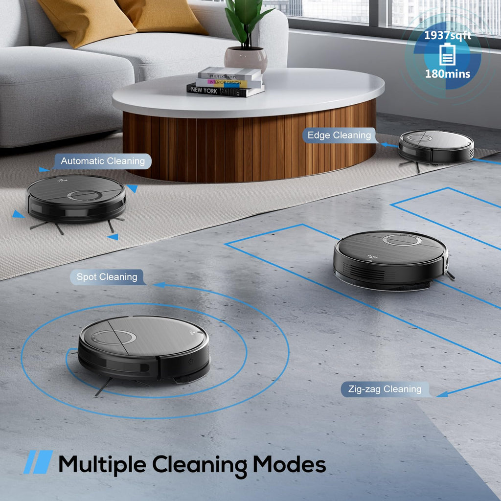 UMMUND Robot Vacuum and Mop Combo, 2 in 1 Mopping Robotic Vacuum Cleaner with Schedule, Wi-Fi/App/Remote, Max Suction 2000Pa, Self-Charging, Slim, Ideal for Hard Floor, Pet Hair, Low-Pile Carpet