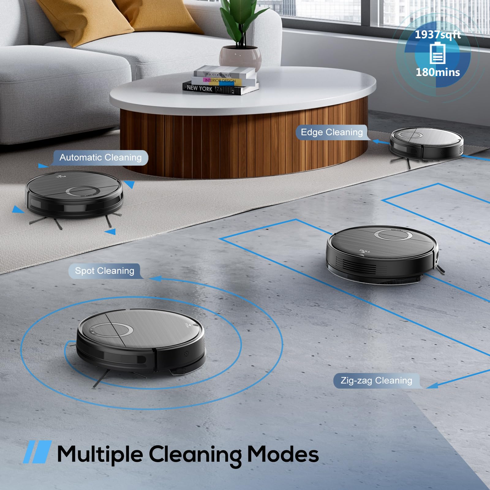 UMMUND Robot Vacuum and Mop Combo, 2 in 1 Mopping Robotic Vacuum Cleaner with Schedule, Wi-Fi/App/Remote, Max Suction 2000Pa, Self-Charging, Slim, Ideal for Hard Floor, Pet Hair, Low-Pile Carpet