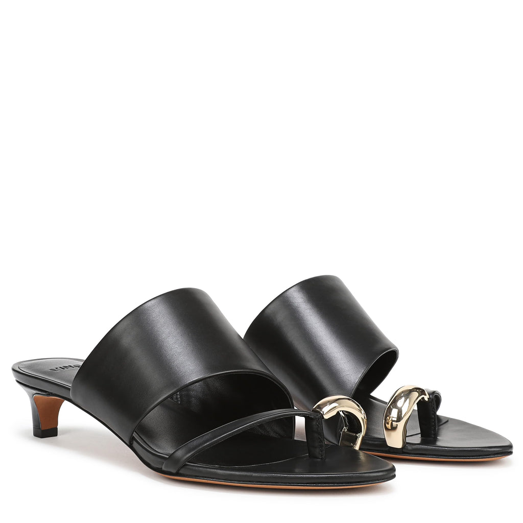 Vince Womens Suzie Slide Sandal Black Leather 8 M