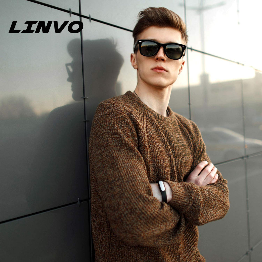 LINVO Polarized Sunglasses for Men Women Driving Sun glasses Shades 80's Retro Style Square