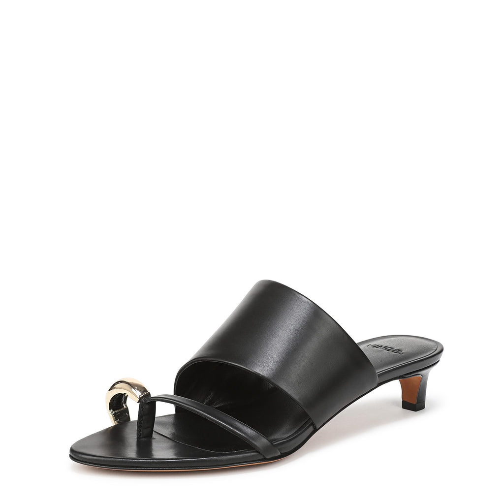 Vince Womens Suzie Slide Sandal Black Leather 8 M