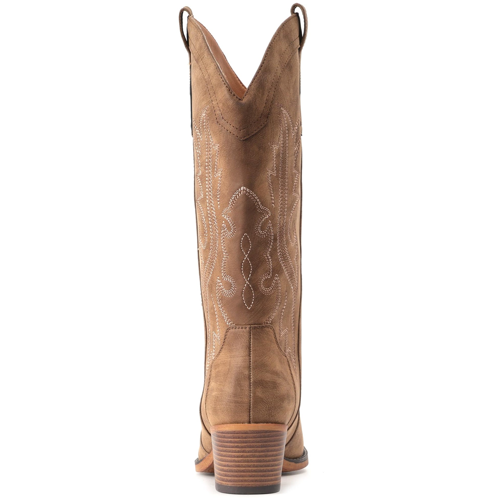 IUV Cowboy Boots For Women Western Cowgirl Boots with Chunky Heel Mid Calf Snip Toe Ideal for low insteps