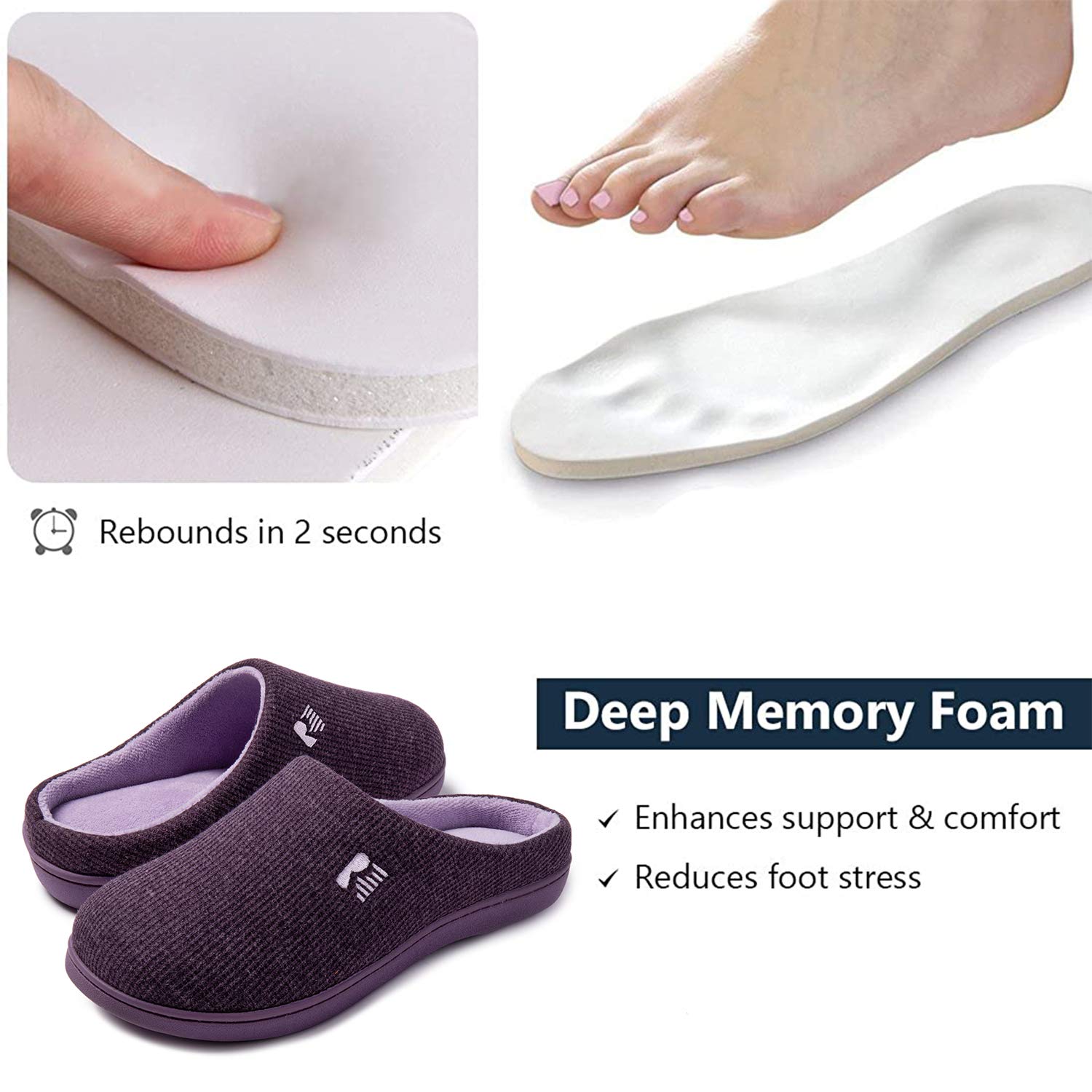 RockDove Women's Original Two-Tone Memory Foam Slipper, Size 9-10 US Women, Eggplant