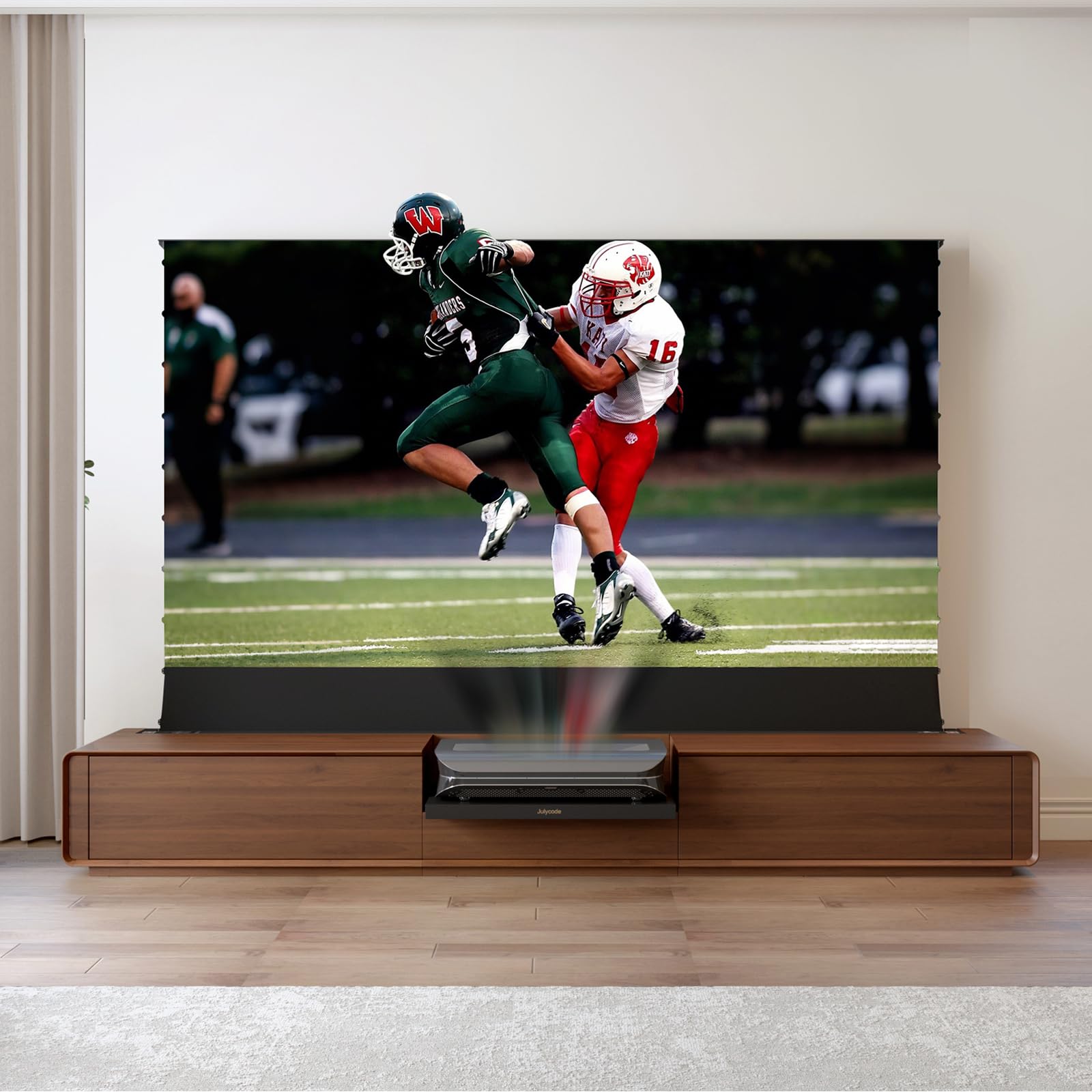 Julycode SW-X300 Floor-Rising Screen Laser Tv Integrated Cabinet with 120inch Home Cinema for UST Laser tv (120inch Smart Cabinet + Awol3500)