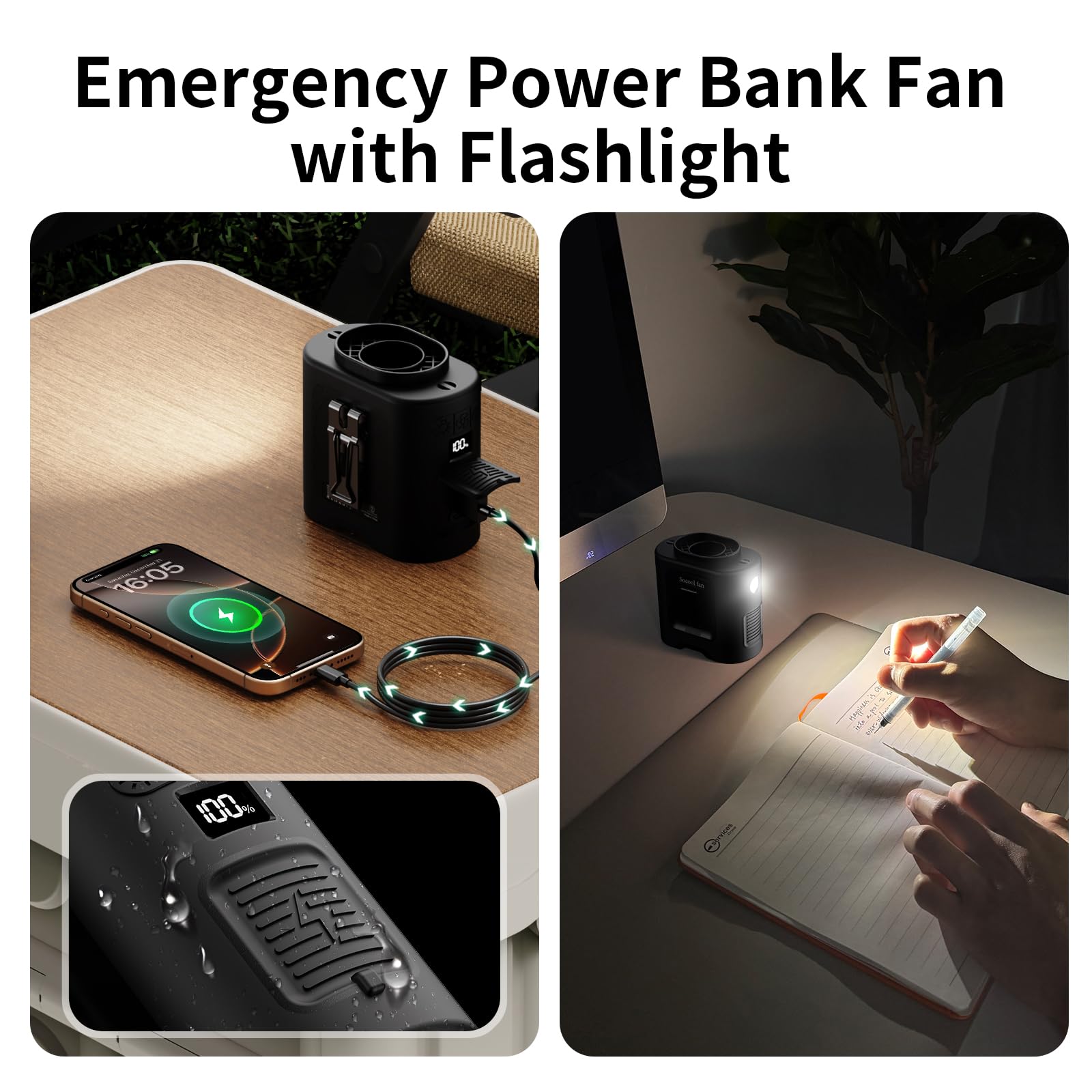 Socool 14500mAh Portable Waist Fan Clip on Belt 360 Rotation Wearable Rechargeable Personal Shirt Fan, 67H Cooling 5-Speed Battery Operated with Light, Neck Fan Hands-Free for Outdoor Jobsite Camping