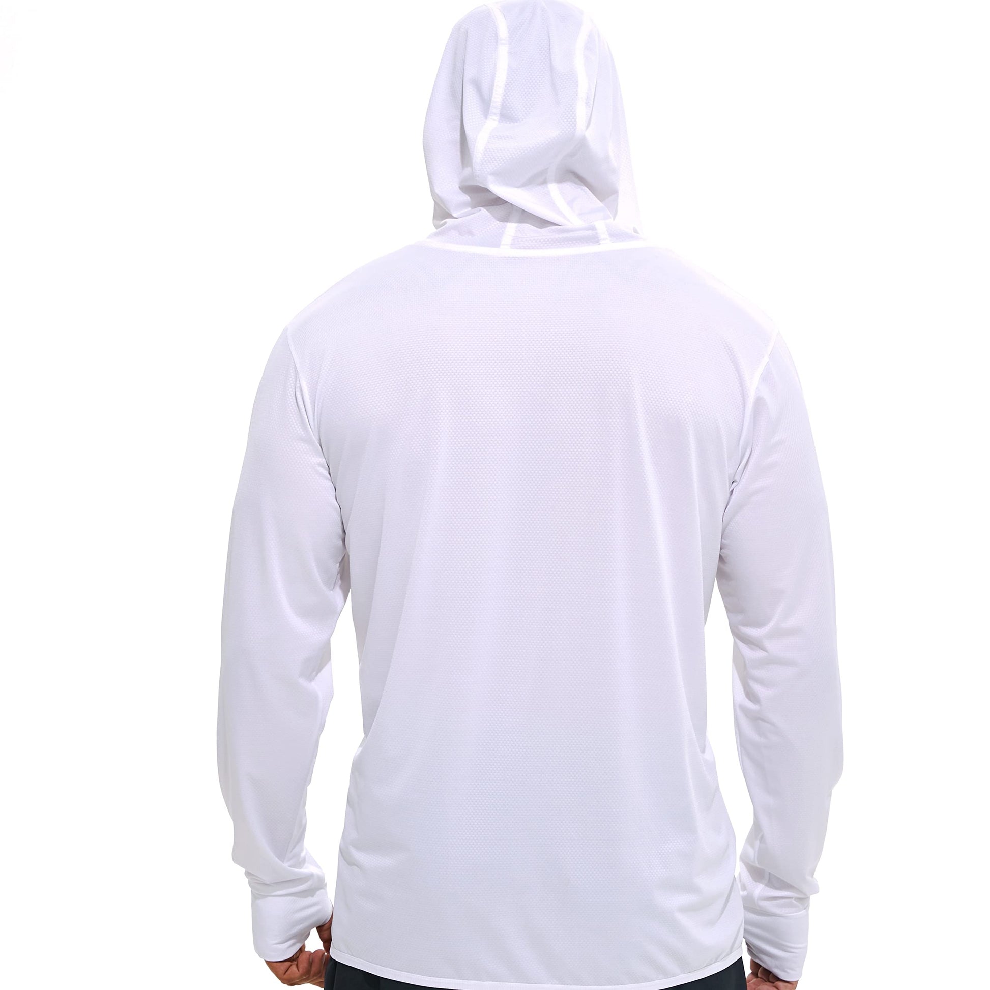 Men's Full Zip UPF 50+ Sun Protection Hoodie Long Sleeve Shirts with Pockets Light Jacket Lightweight Hoodies for Men White Medium