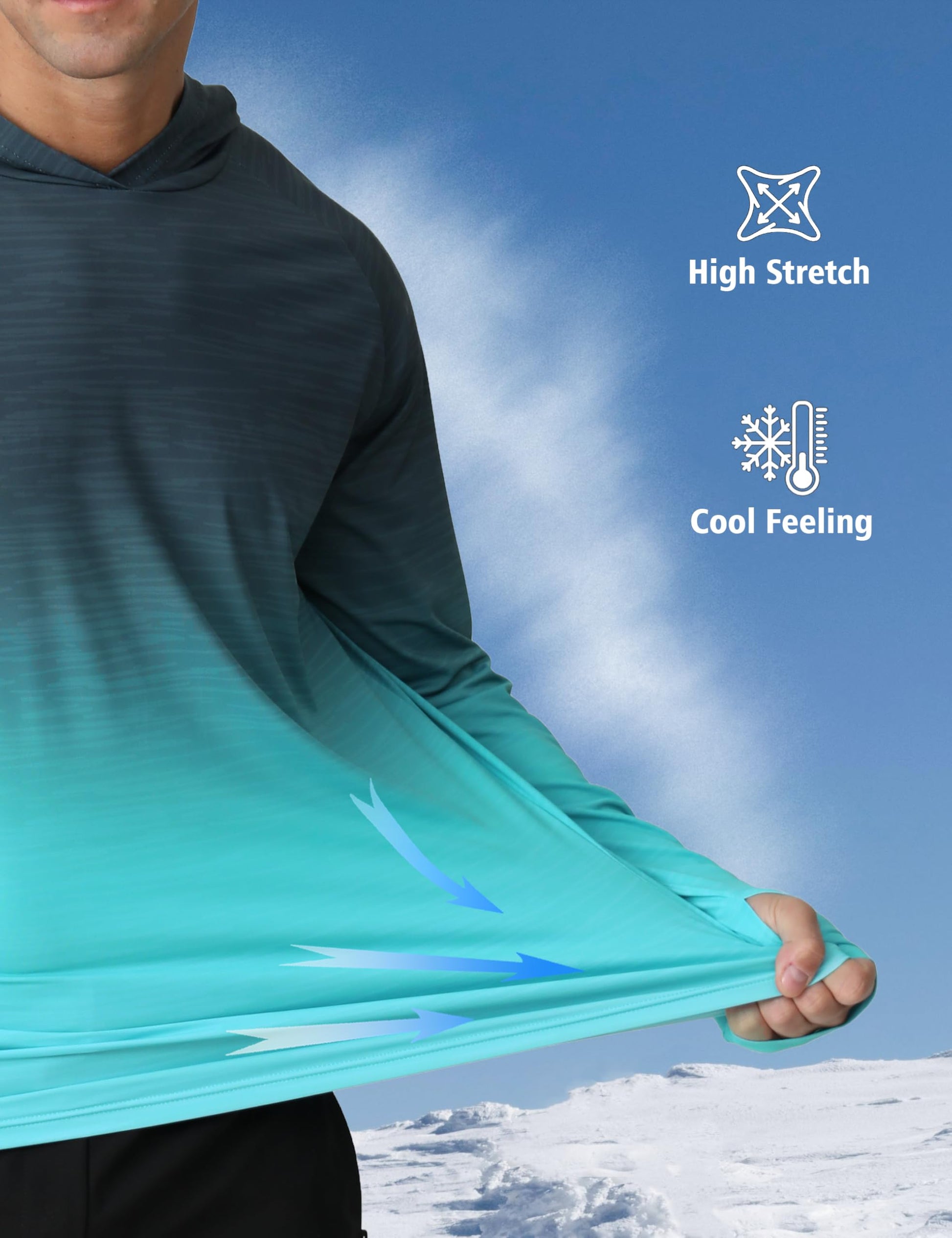 APTRO Men's UPF 50+ Sun Protection Long Sleeve Hoodie Shirts UV Outdoor Fishing Shirts SPF Rash Guard Shirts for Men MS17 Gradient Green L